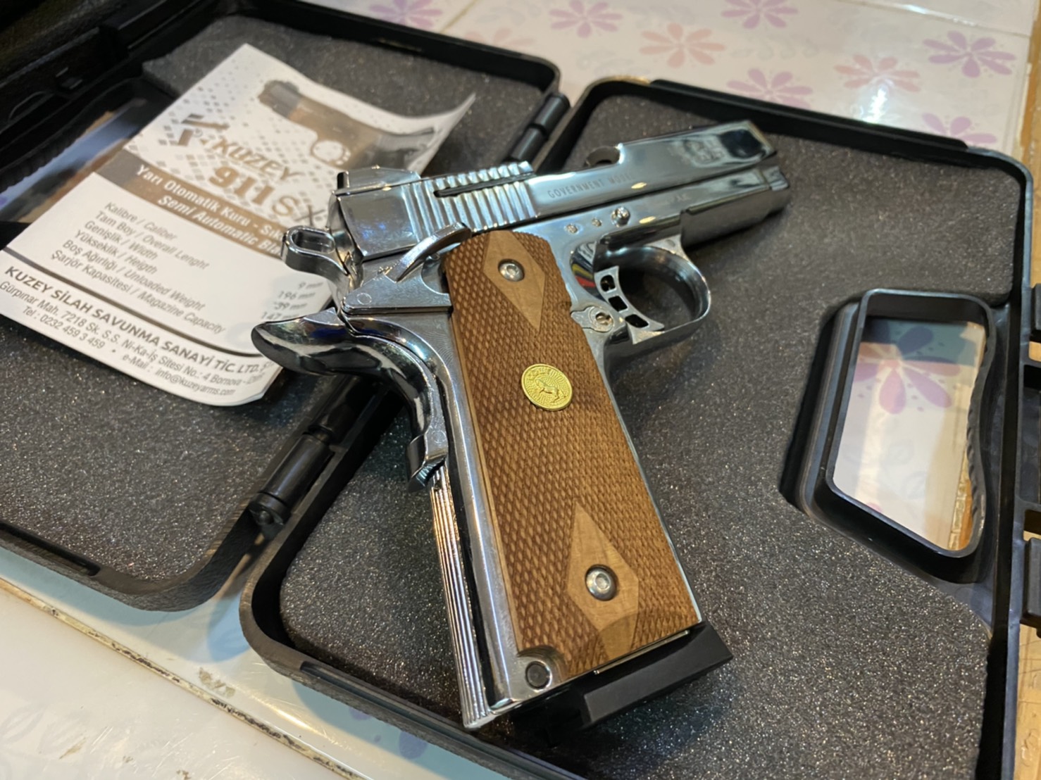 KUZEY M1911 ลาย Government ลำกล้อง 4" เงินเงา