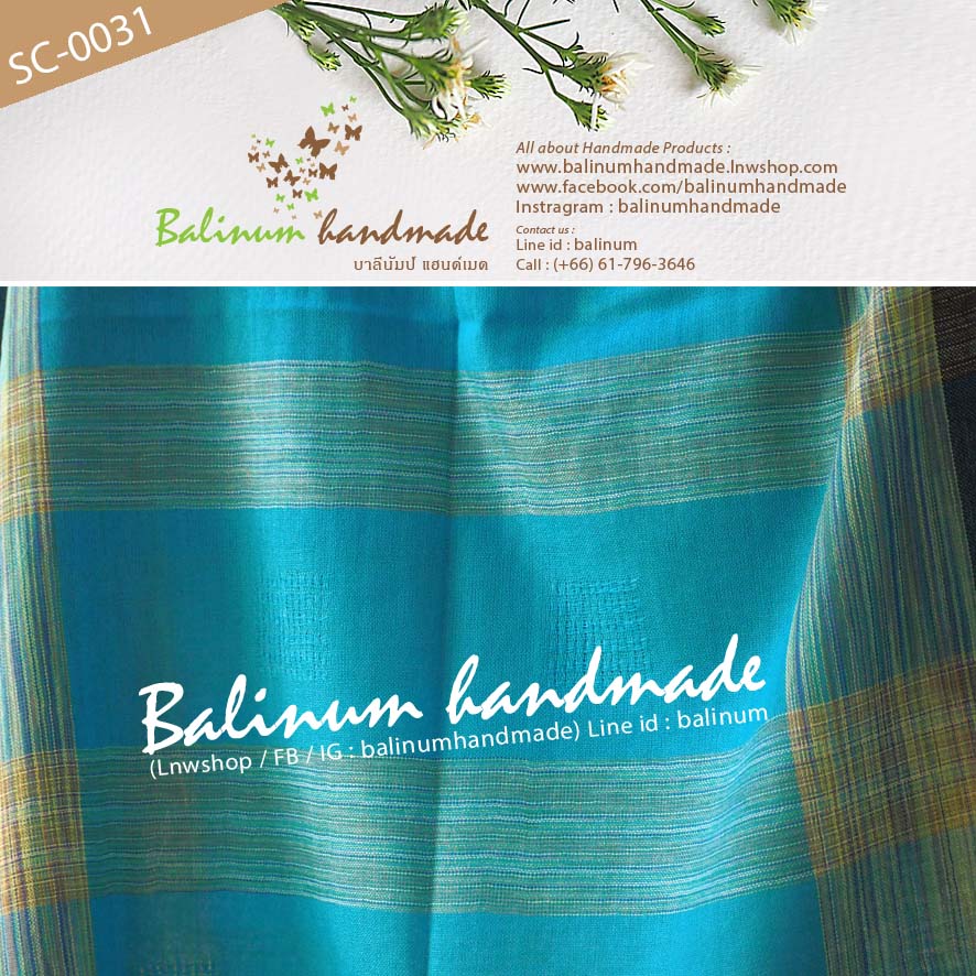 Thai Scarf 100% Pashmina. Very soft and thin fabric, make you feel comfortable and warm. ผ้าพันคอพาสมีน่า 100% โทนฟ้า-น้ำเงิน-เขียว-ดำ ผ้ามีน้ำหนัก เนื้อผ้านุ่ม ลื่น บางเบา ให้ความอบอุ่น รู้สึกสบาย สามารถนำมาพันคอหรือคลุมไหล่ก็ได้ (ใช้ได้ทั้งผู้หญิงและผู้ ฟ้า (Blue)