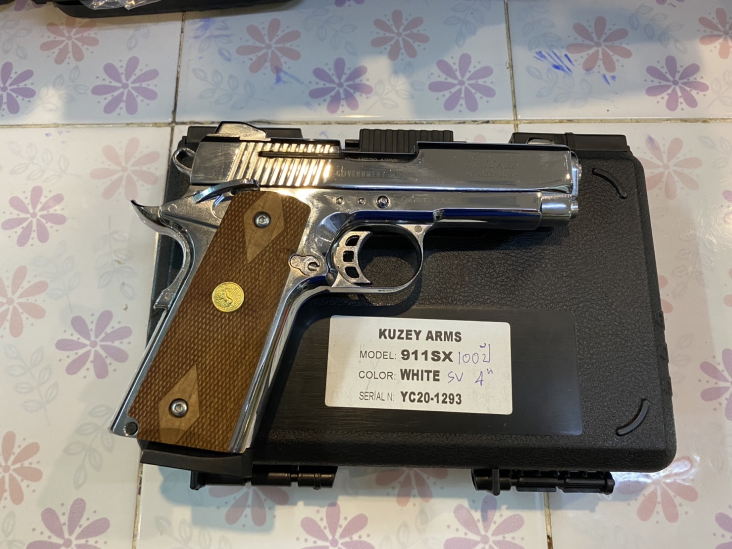 KUZEY M1911 ลาย Government ลำกล้อง 4" เงินเงา
