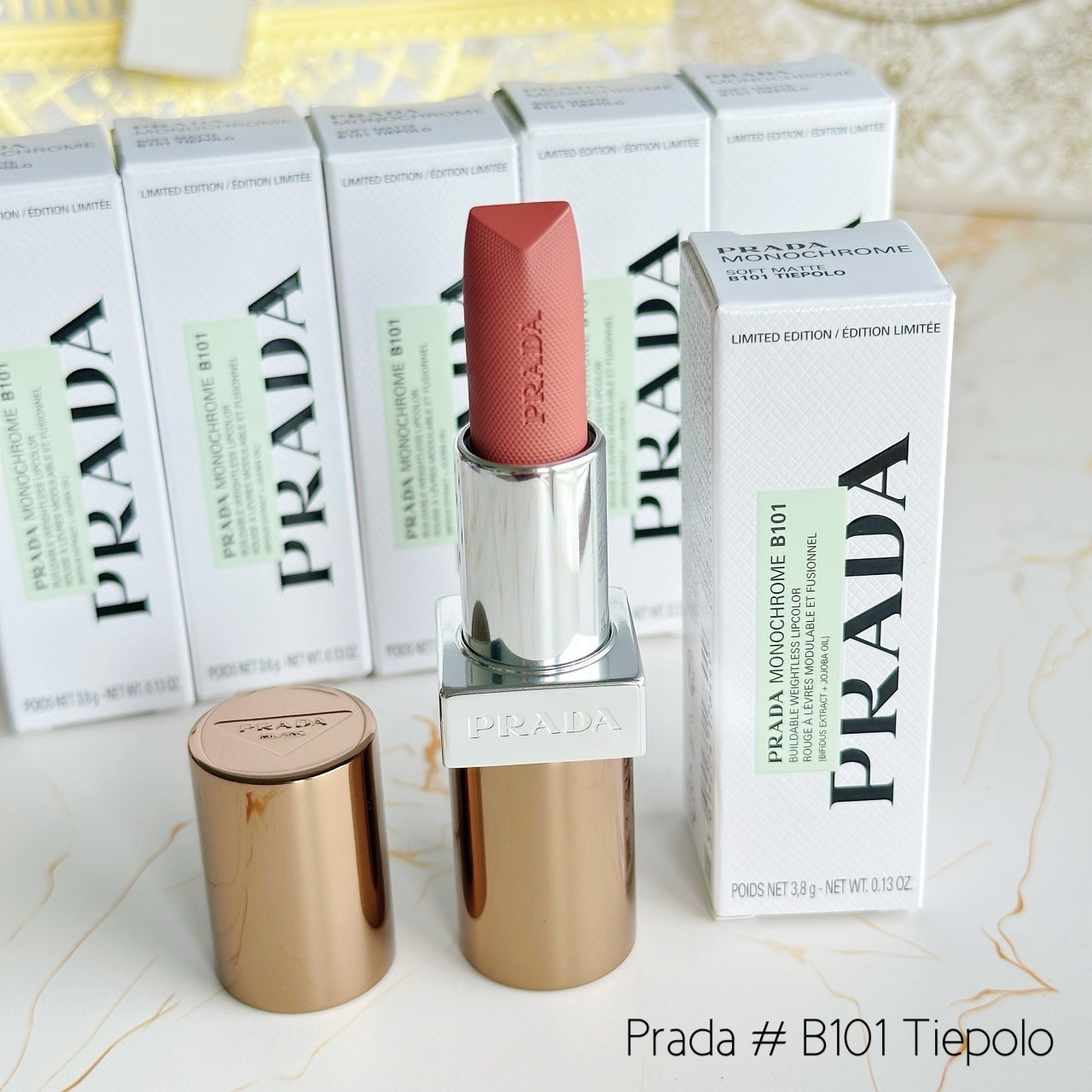 ลิปสติก Prada Monochrome Soft Matte Lipstick 3.8g. # B101 Tiepolo Limited Pack.