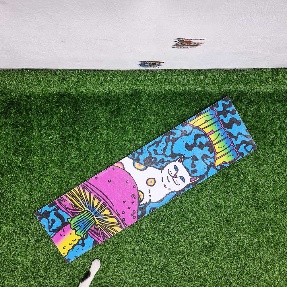 [0304] สติ๊กเกอร์กระดาษทราย ลายเห็ด กระโหลก ขนาด 83x24cm street skateboard Grip tape