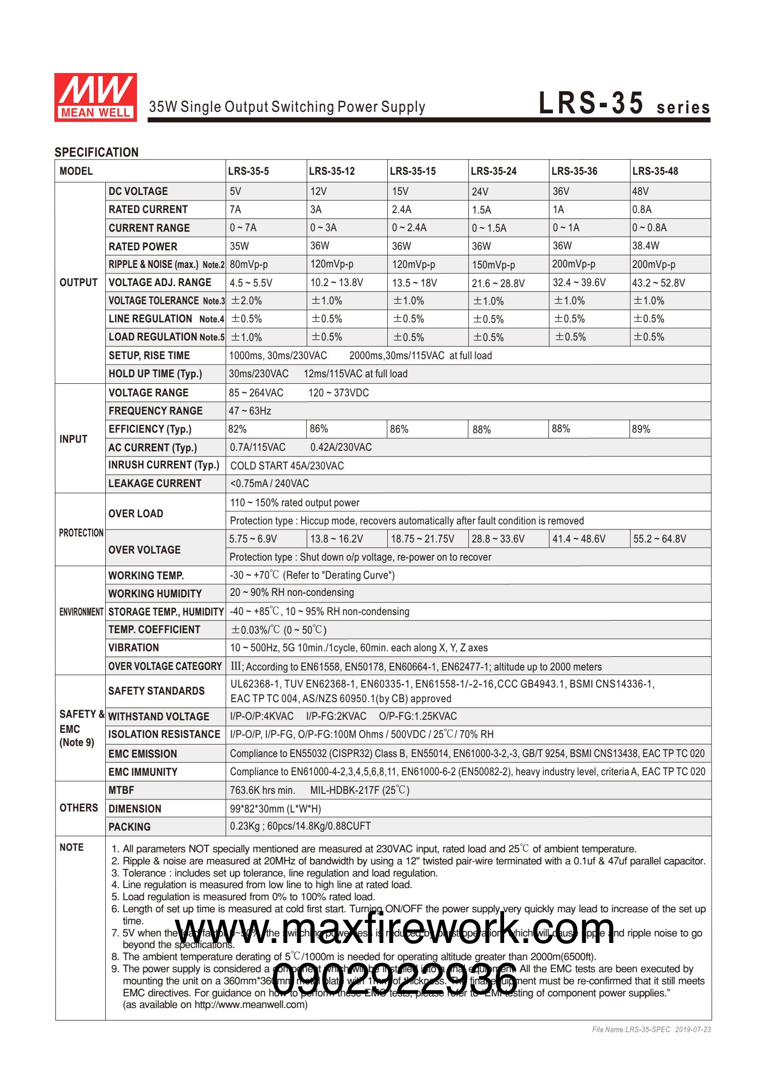 “Mean well” LRS-50. Enclosed- Enclosed Switching Power Supply