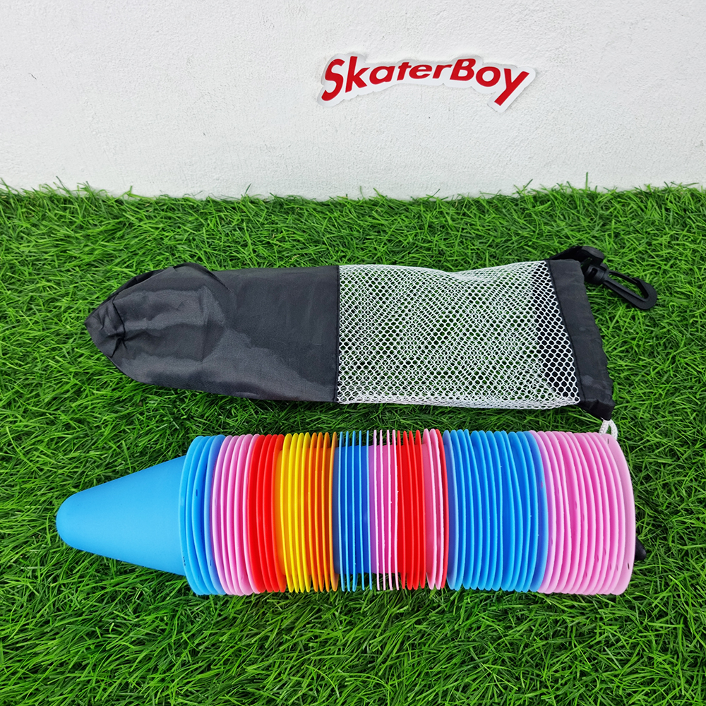 [0101] กรวยฝึก สเก็ตบอร์ด โรลเลอร์สเก็ต 16ชิ้น คละสี พร้อมถุง เก็บง่าย พกพาสะดวก