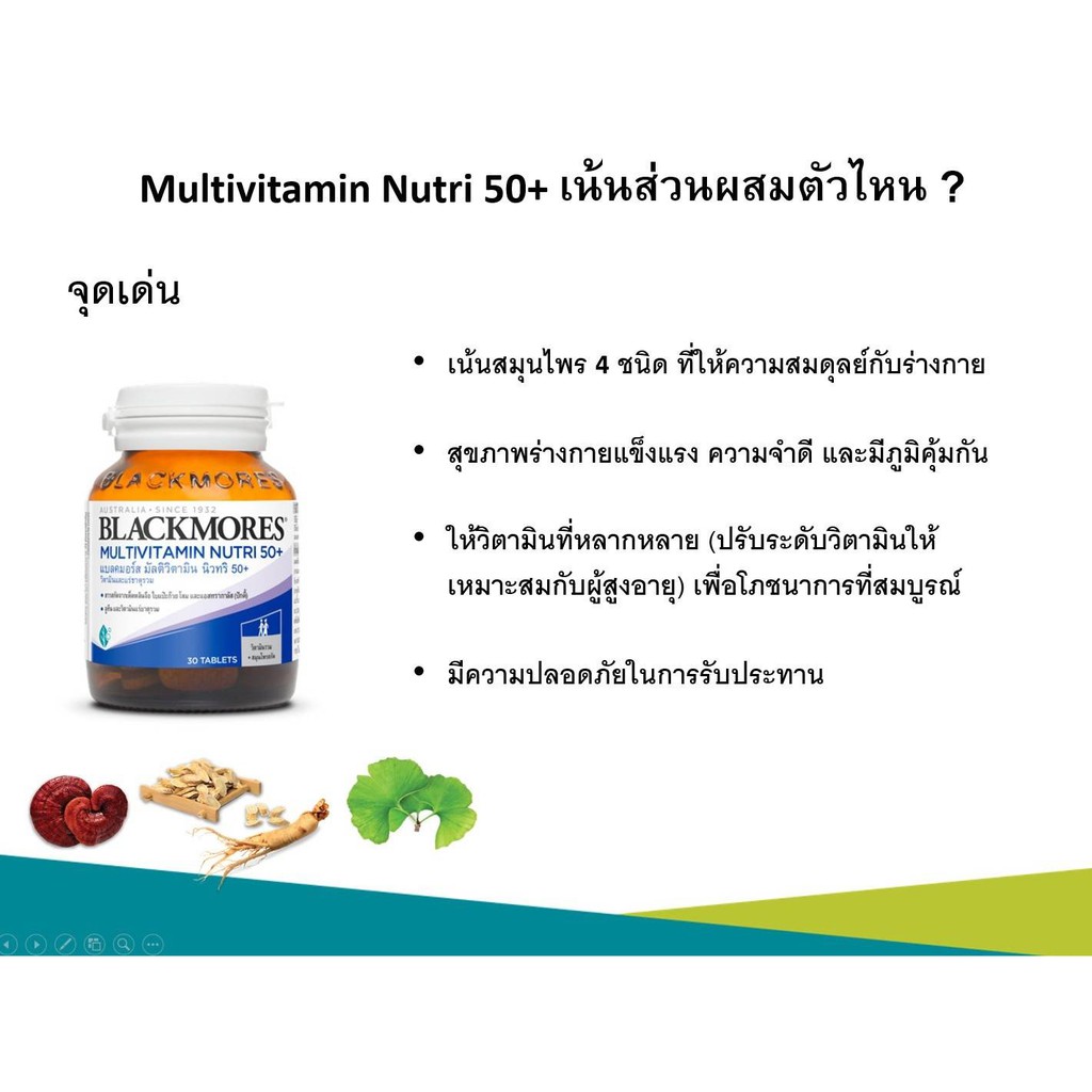 BLACKMORES MULTIVITAMIN NUTRI 50+ วิตามินรวมสำหรับผู้สูงอายุ 50+ [30เม็ด]