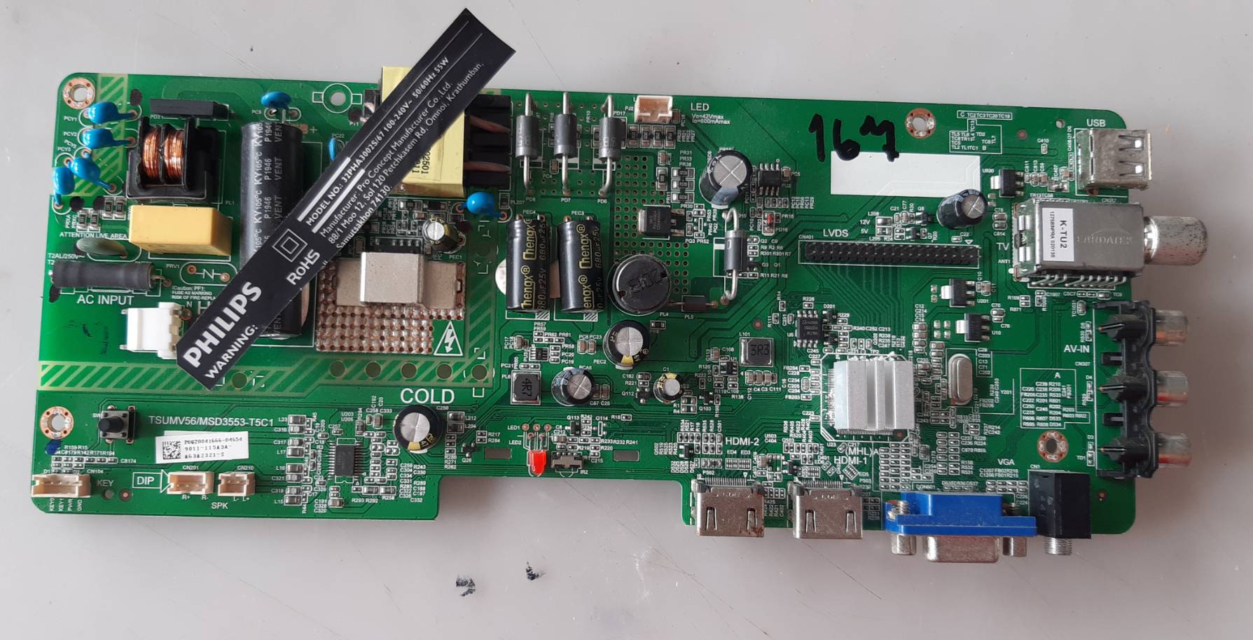 อันที่ 167 PHILIPS 32PHA3002 ซีสเตร็ม TSUMV56-MSD3553-T5C1 ดีเทสแล้ว