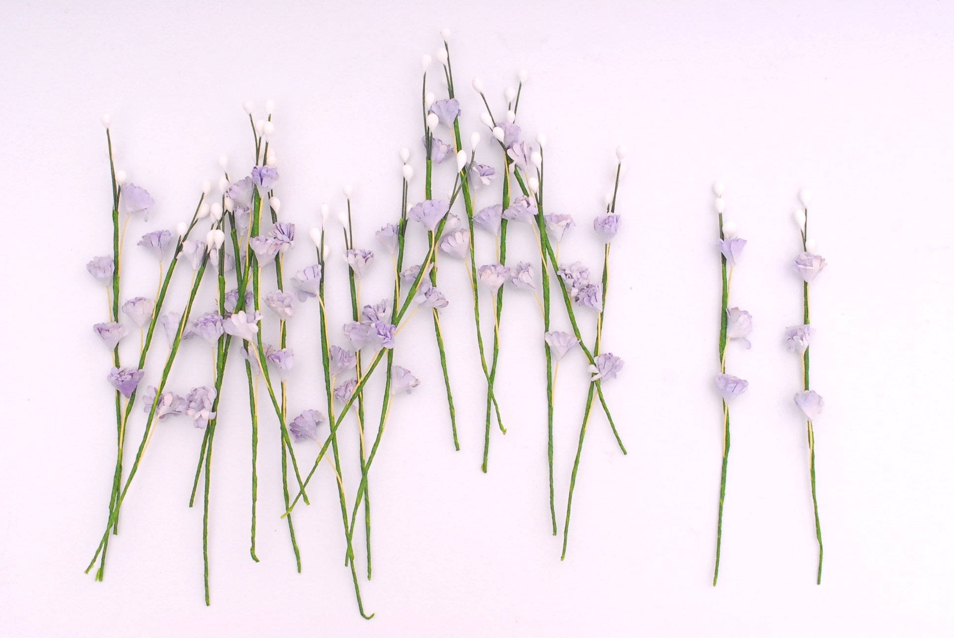 ดอกไม้ประดิษฐ์, ดอกไม้กระดาษสา, ดอก gypsophila, ดอกยิปโซ, ดอกยิปโซก้าน เกสรสีขาว งานประดิษฐ์ตกแต่งของชำร่วย, ดอกไม้ทำพานพุ่ม,พานพวงมาลัย, พานรับไหว้, ขนาด 1 cm. สีม่วงปัดขาว