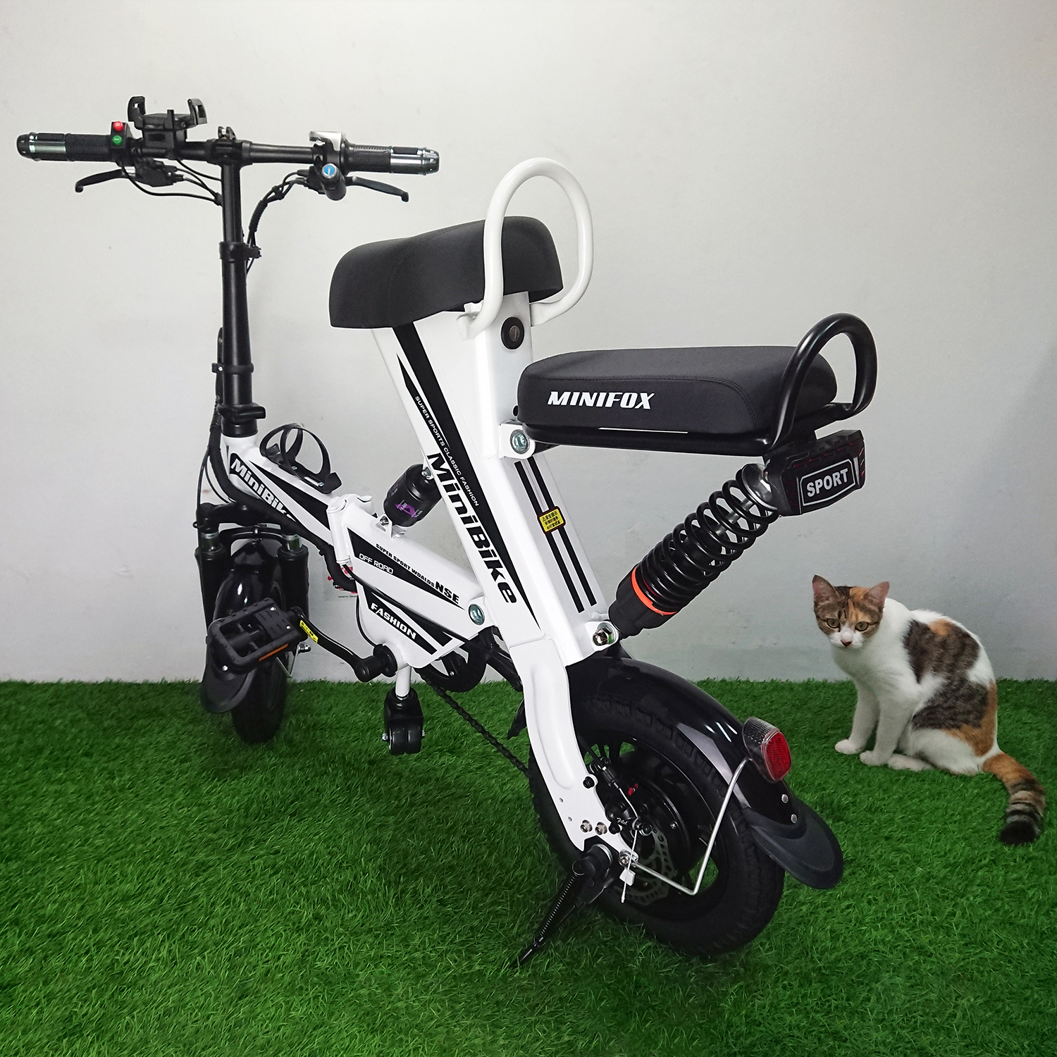 [0801] จักรยานไฟฟ้า รุ่น Mini 2ที่นั้ง พร้อมไฟเบรก แบต 48V รับประกัน6เดือน มี 3 สี ดำ แดง ขาว