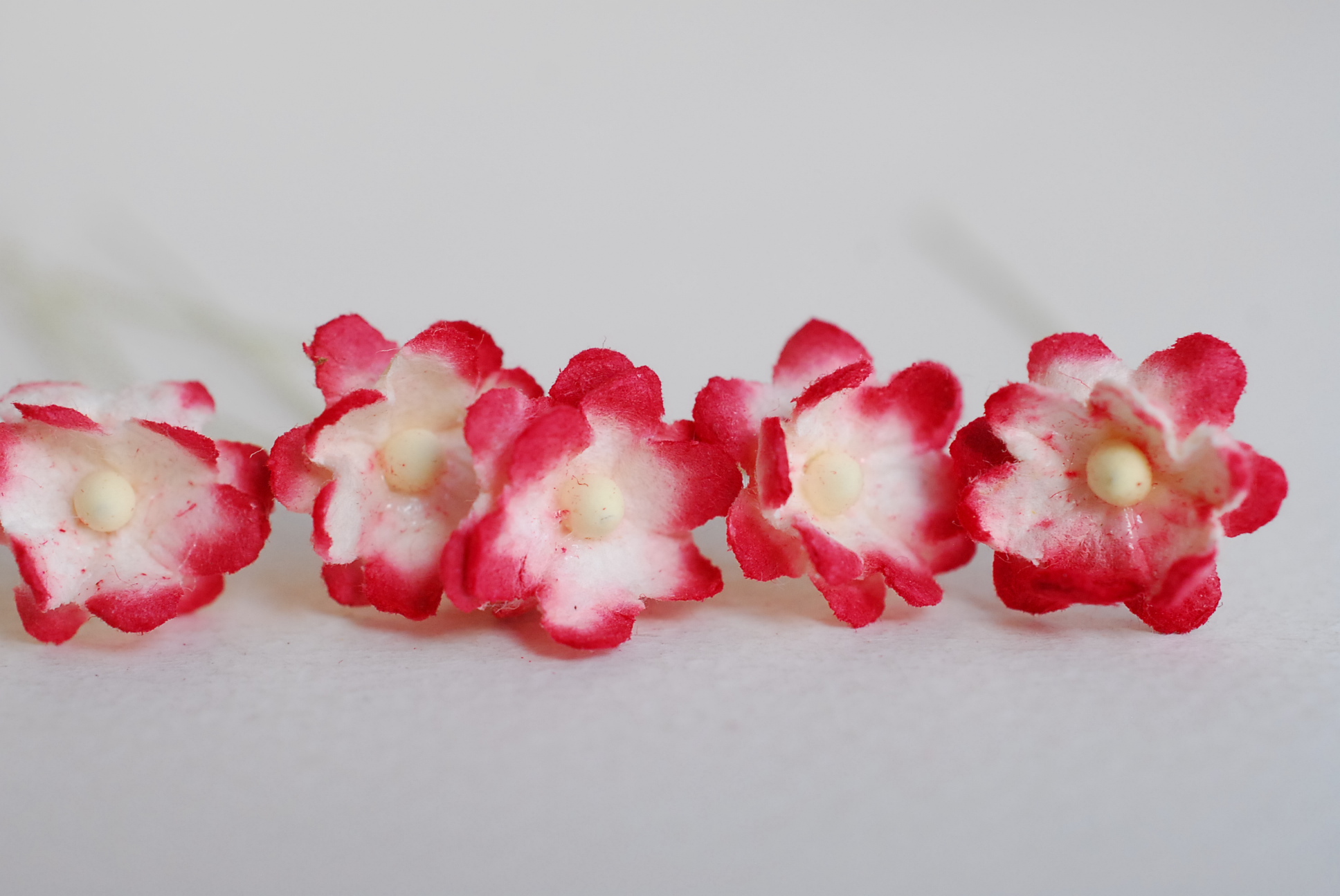 ดอกไม้กระดาษสา ดอกซากุระกระดาษขนาดเล็ก ดอกไม้กระดาษสาราคาส่ง ดอกไม้กระดาษสำหรับตกแต่งของชำร่วย งานแต่งงาน ทำช่อดอกไม้ติดอกเจ้าบ่าว ข้อมือดอกไม้เจ้าสาว ขนาด 1.5 cm. 50 ดอก Paper flowers supplies: DIY wedding tools Small Cherry blossom (Sakura) 50 pcs. size