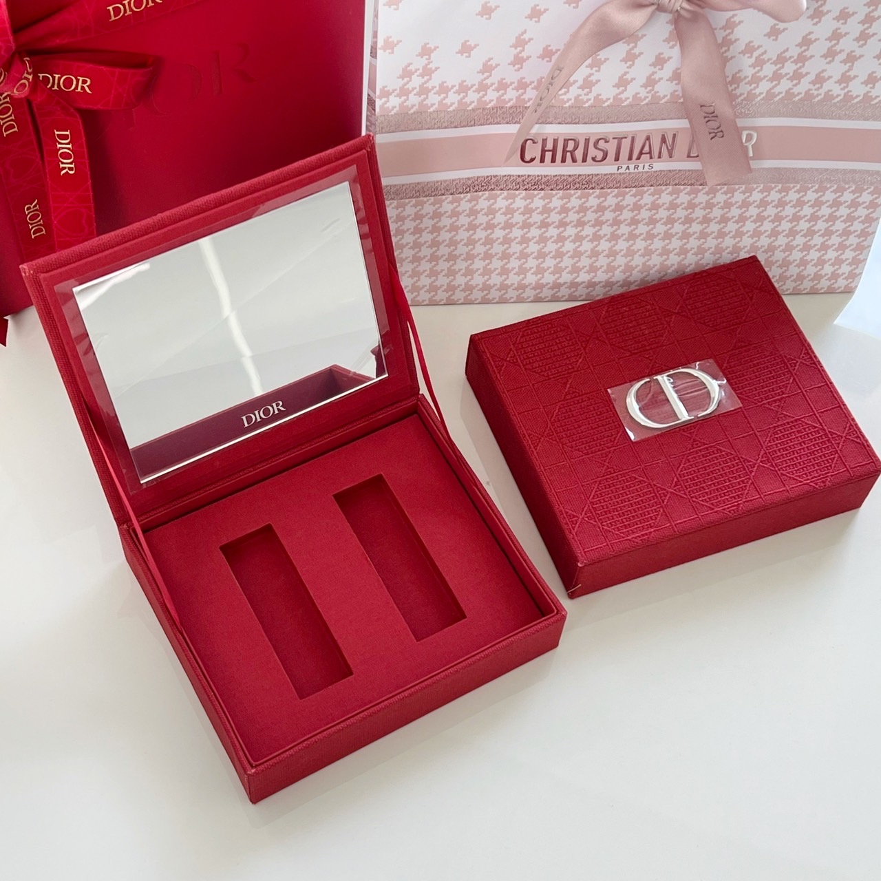 Dior Lipstick Case - กล่องเปล่าใส่ลิป 2 ช่อง พร้อมกระจก