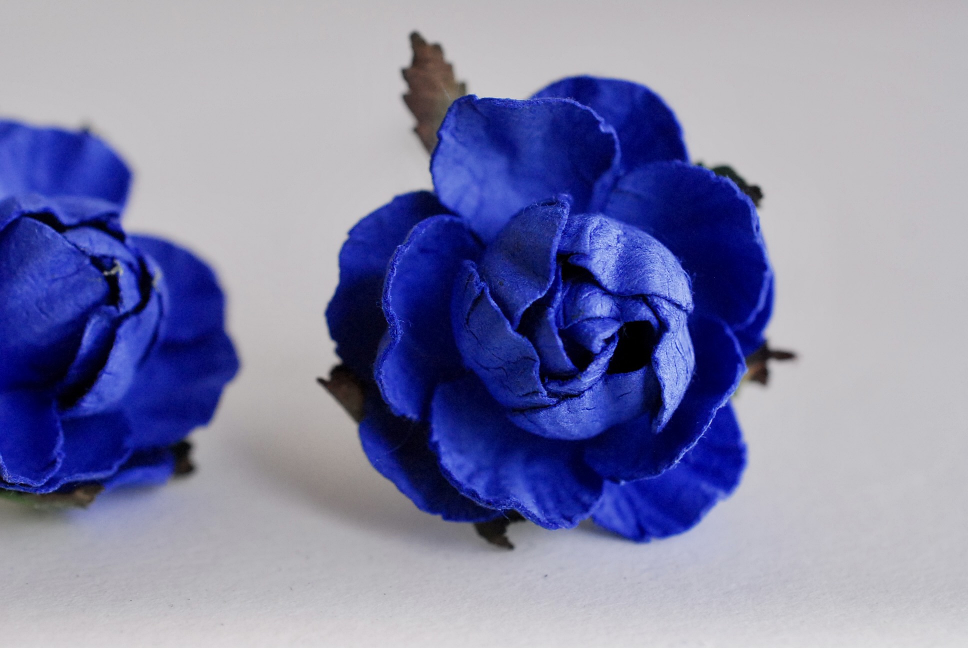 Paper flower, English peony Ranunculus roses 25 pcs., size 3.5 cm., white color. ดอกไม้กระดาษสา ดอกกุหลาบขนาด 3.5 cm. จำนวน 25 ดอก, สีน้ำเงิน ocean blue