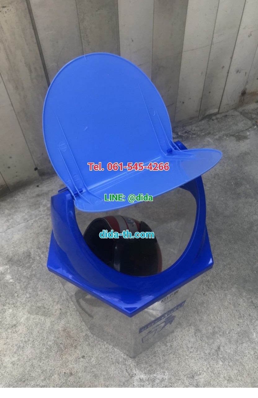 ถังขยะใส ทรงหกเหลี่ยม 56 ลิตร ฝาแกว่ง ฝาสี