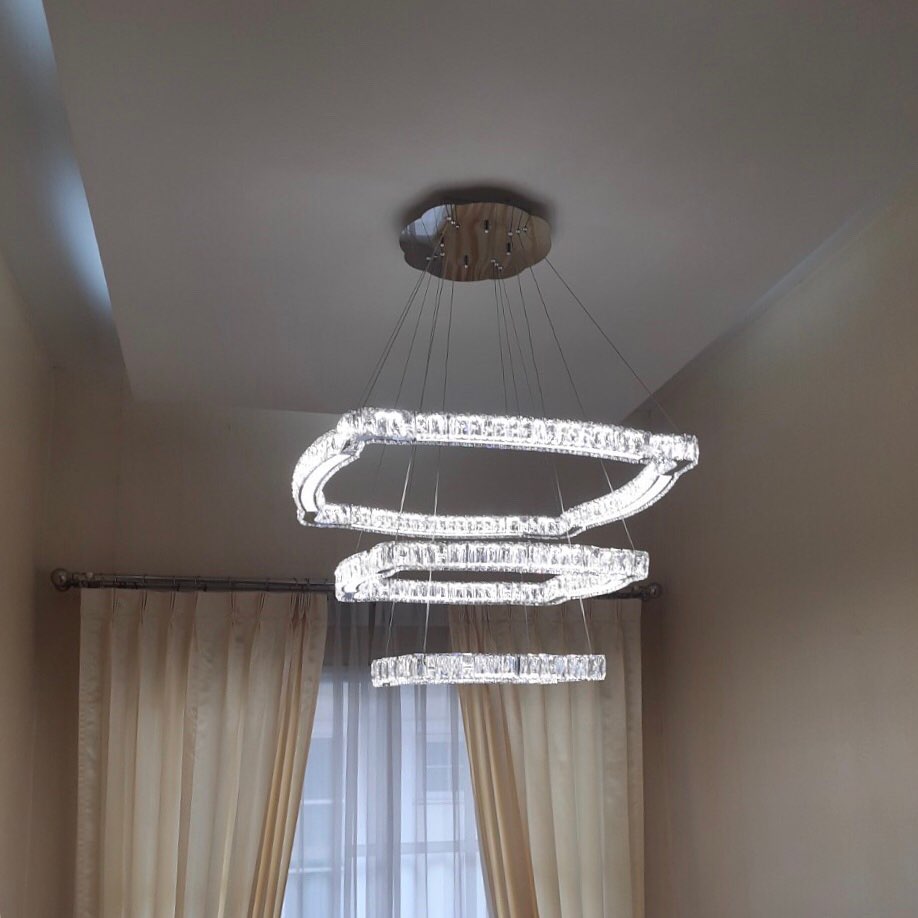 โคมไฟระย้า 9057-800 คริสตัล LED 3 ชั้น โมเดิร์นลักชูรี่