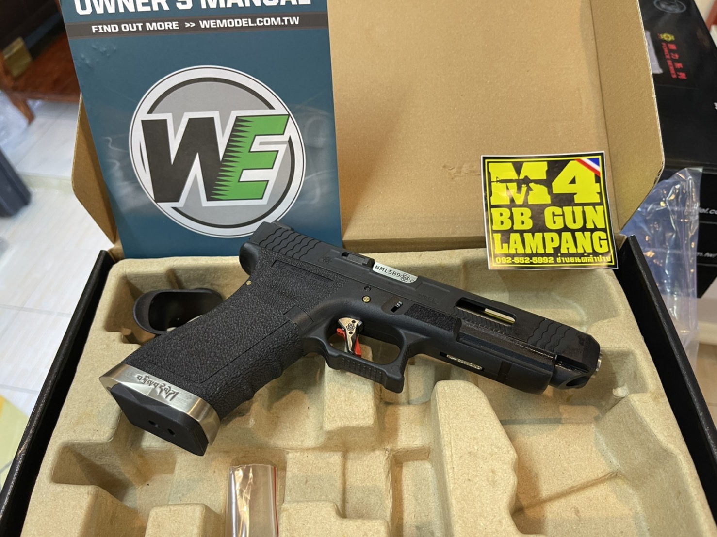 WE - Glock 34 G-Force T1 เฟรมดำ สไลด์ดำ ท่อเงิน