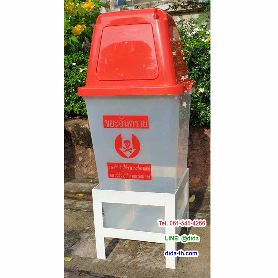 แท่นวางถังขยะ 60 ลิตร ขนาด 1 ช่อง ไม่มีป้ายแผงหลัง
