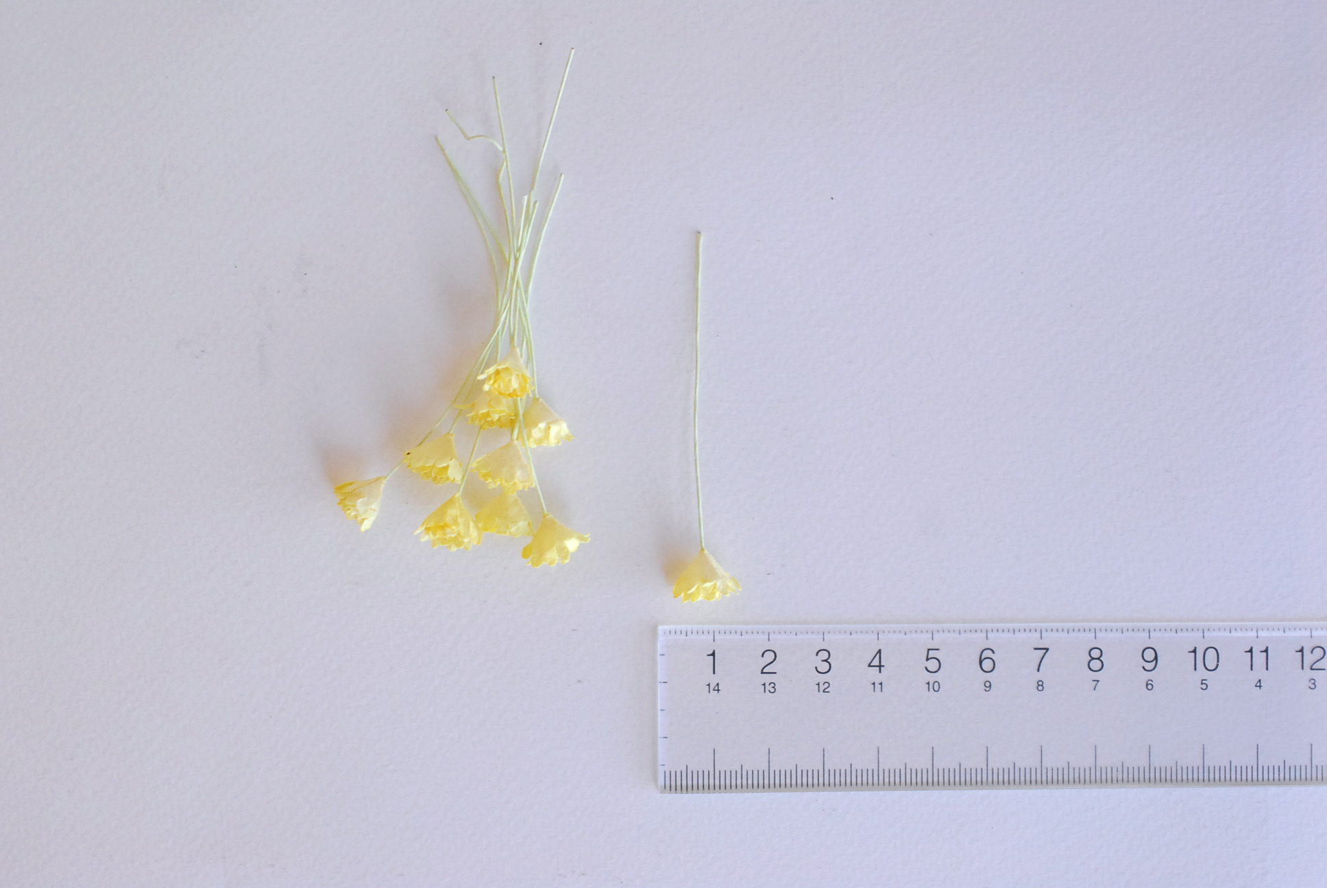 ดอกไม้ประดิษฐ์, ดอกไม้กระดาษสา, ดอก gypsophila, ดอกยิปโซ งานประดิษฐ์ตกแต่งของชำร่วย, ดอกไม้ทำพานพุ่ม, พานรับไหว้, ขนาด 1 cm. สีเหลือง