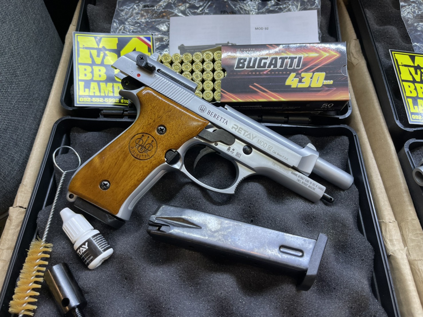 RETAY บาเรทต้า MOD 92 บรอนซ์เงิน ด้าม ไม้