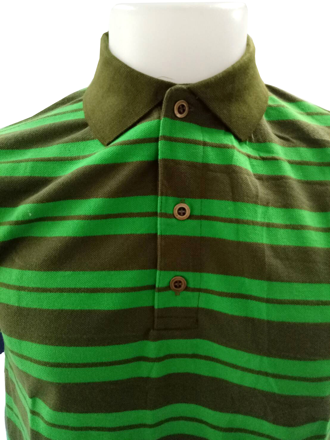 เสื้อโปโลลายทางสีเขียวขี้ม้า สีเขียวสดใส เสื้อโปโลชาย