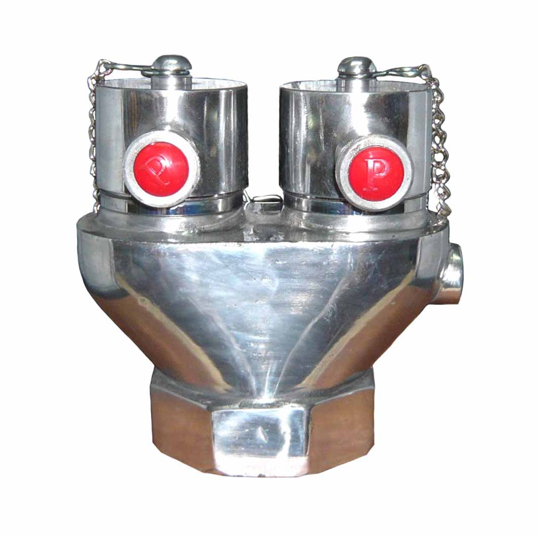 หัวรับน้ำดับเพลิง ขนาด 4"x2.5"x2.5" วัสดุอลูมิเนียม พร้อมเช็ควาล์วในตัว (ผลิตในประเทศไทย)