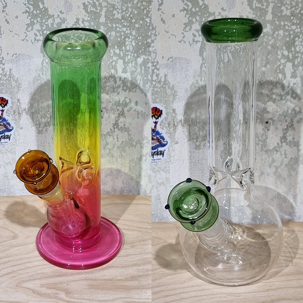 [1004] หลอดแก้ว ท่อน้ำน้ำ water pipe สูง 9.5นิ้ว รู14mm ยาว7cm ทรงอ้วน ทรงผอม