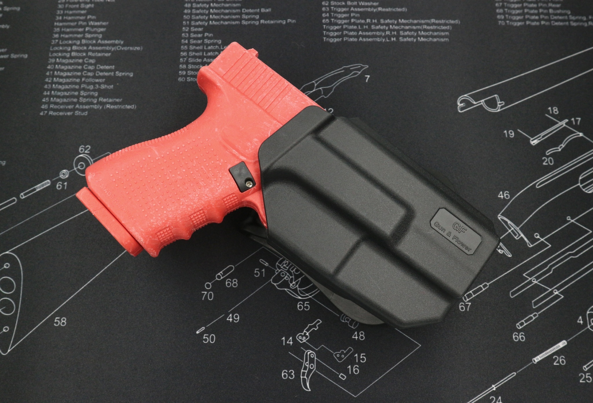 ซองพกนอก ปลดล็อคนิ้วโป้ง รุ่น GLOCK19/19X/23/32/45 (K540)