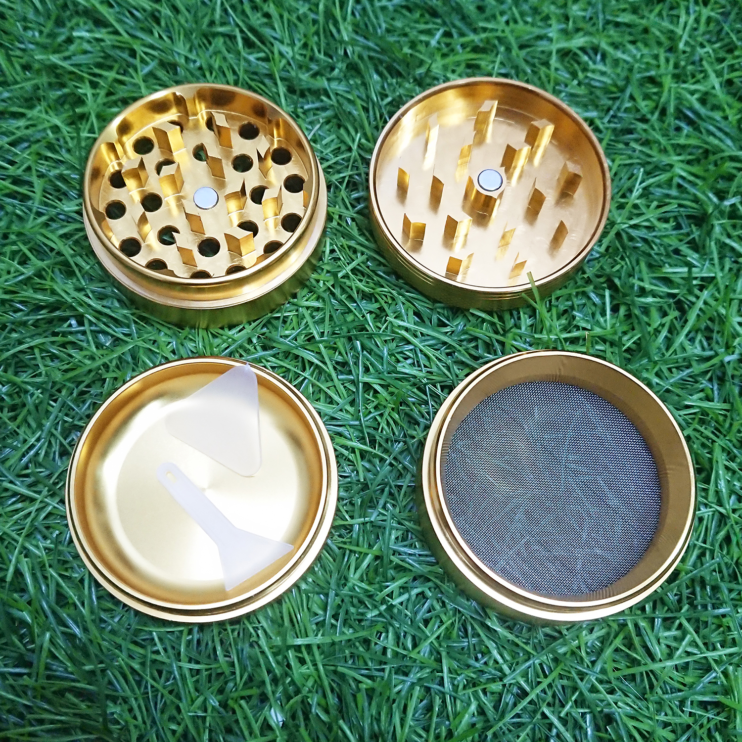 [1002] Grinder ขนาด 50x40mm 4ชั้น ฟันคม งานCNC ที่บดสมุนไพร เครื่องบดสมุนไพร บดกาแฟ ไกเดอร์บด