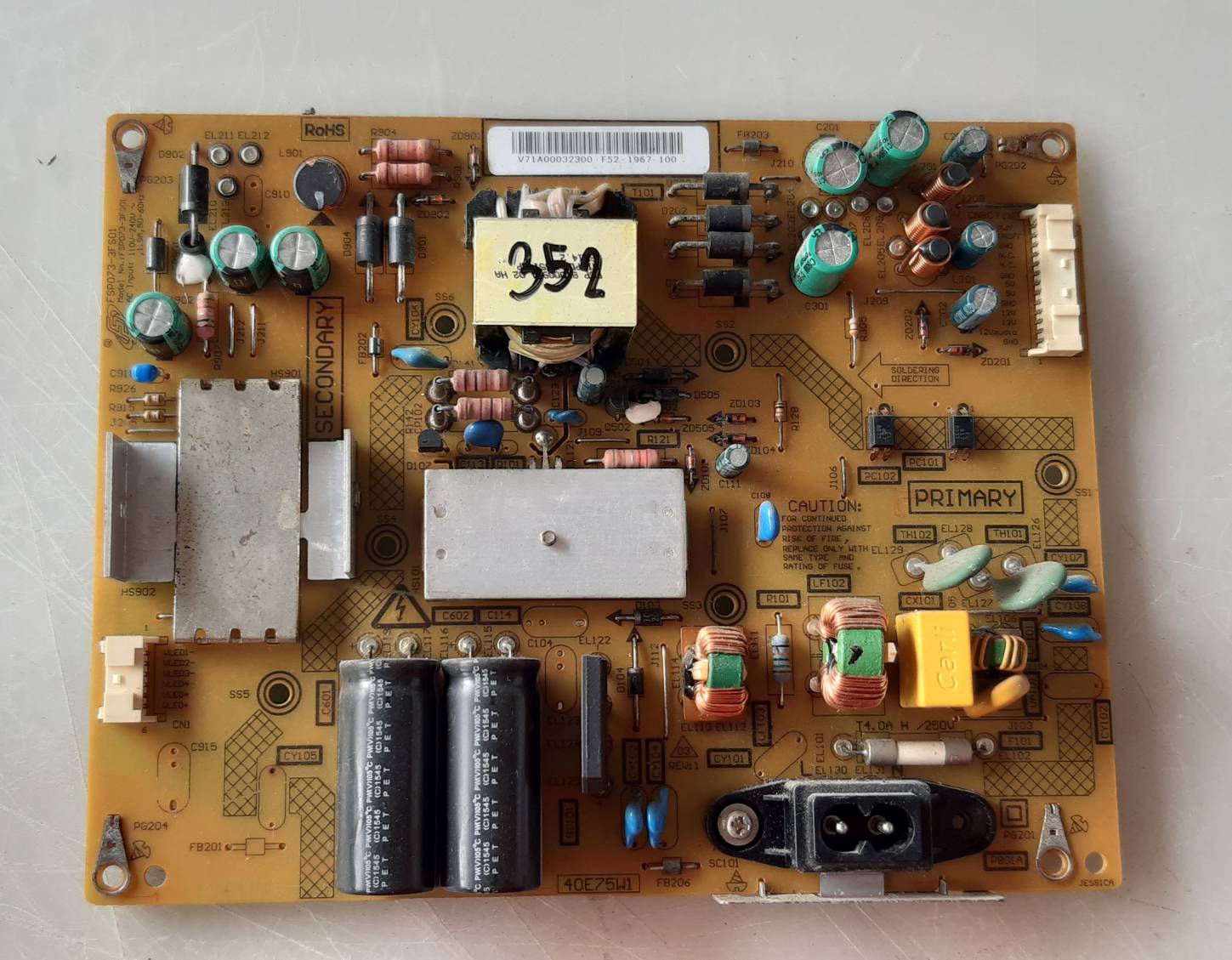 อันที่ 352 TOSHIBA 40L2550VT ซัฟฟลาย V71A00032300 ดีเทสแล้ว