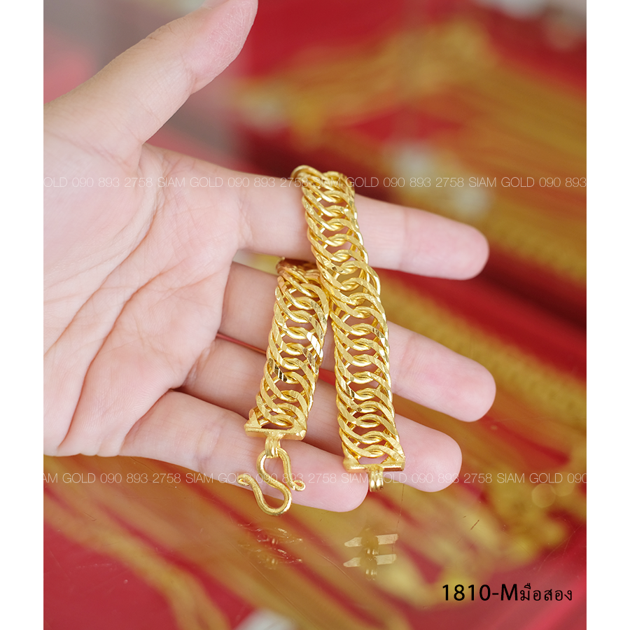 (M-มือสอง) สร้อยข้อมือ เลสก้างปลาตัดลายเกลี้ยง 3 บาท