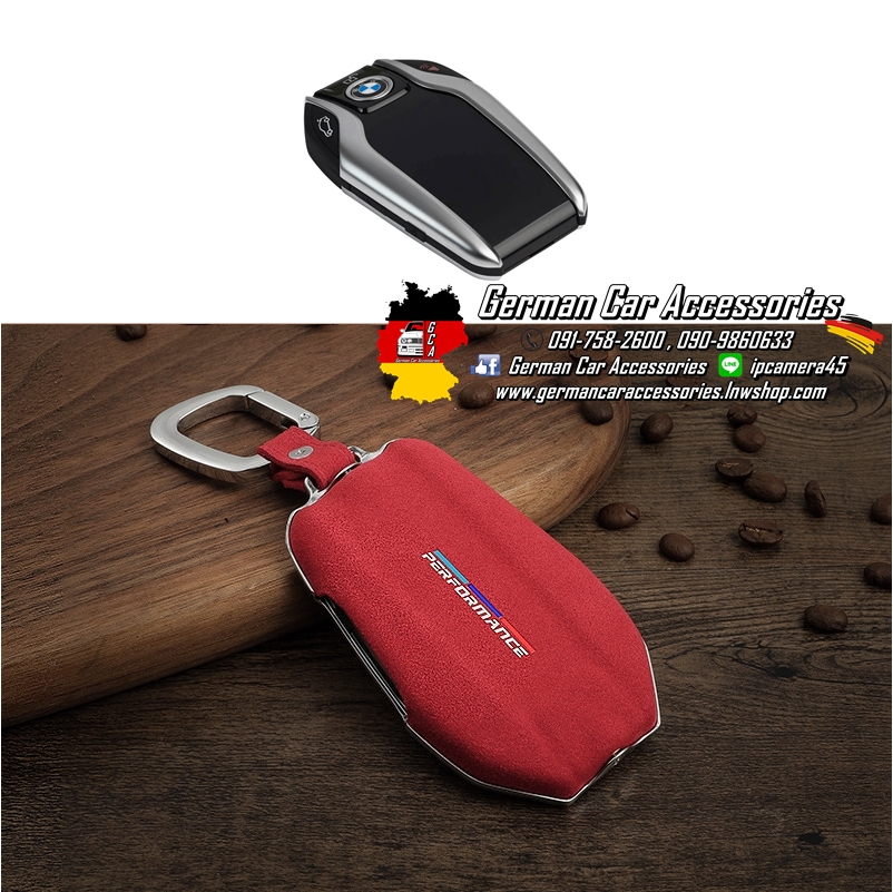 เคสกุญแจทรงDisplay BMW หนังกลับสีแดง