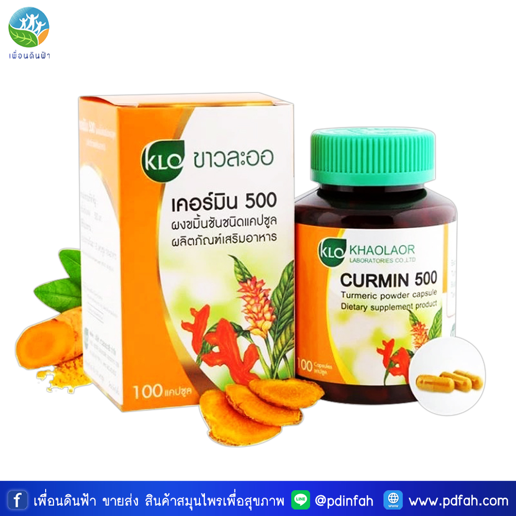 B34 ขาวละออ เคอร์มิน 500 ขมิ้นชันชนิดแคปซูล 100 แคปซูล KHAOLAOR CURMIN 500 TURMERIC POWDER 100 CAPSULES