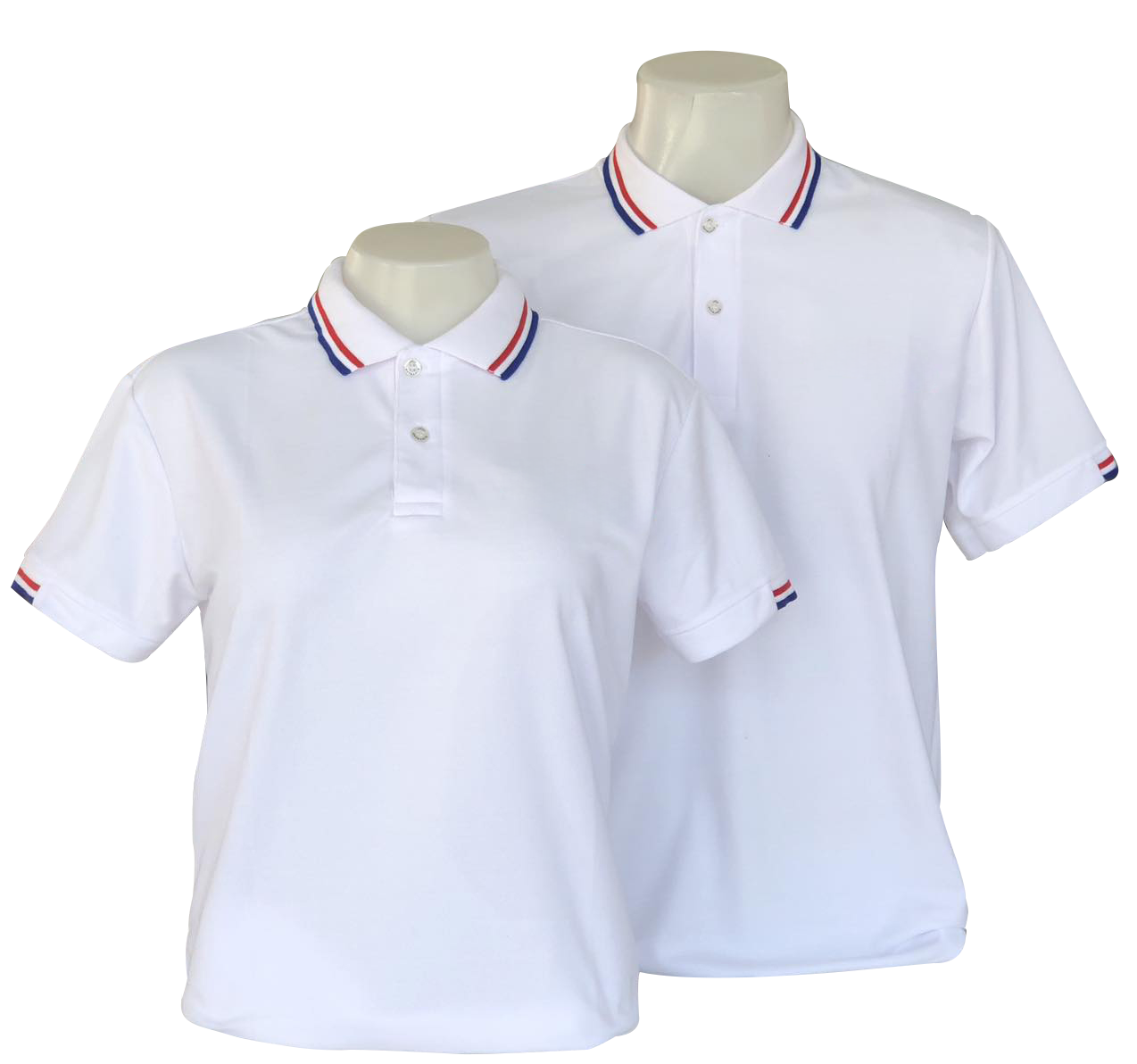 เสื้อโปโลสีขาว ปกทอลายธงชาติ ราคาส่ง 3 ตัวขึ้นไป