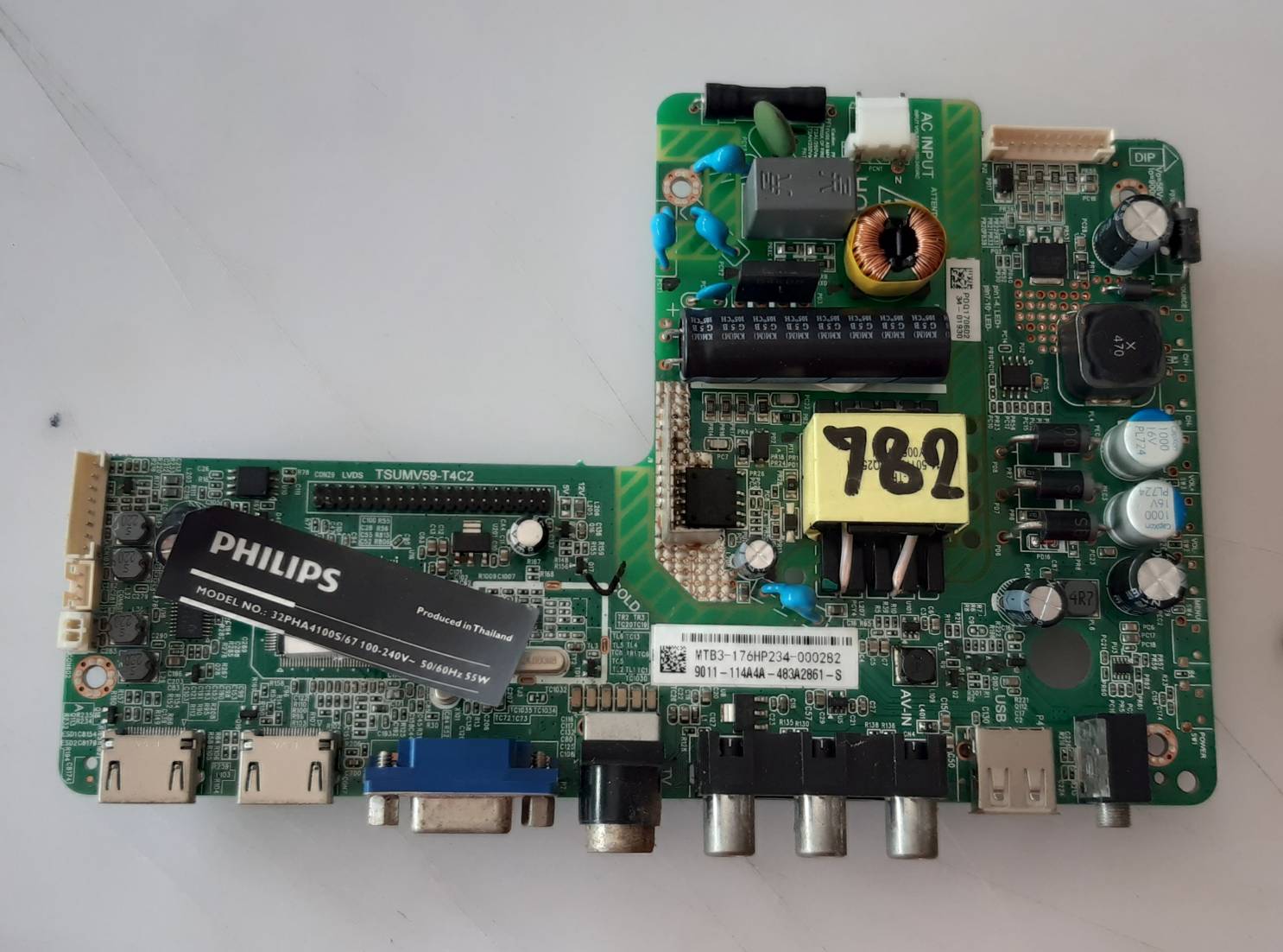 อันที่ 782 PHILIPS 32PHA4100S ซีสเตร็ม TSUMV59-T4C2 ดีจอแตก
