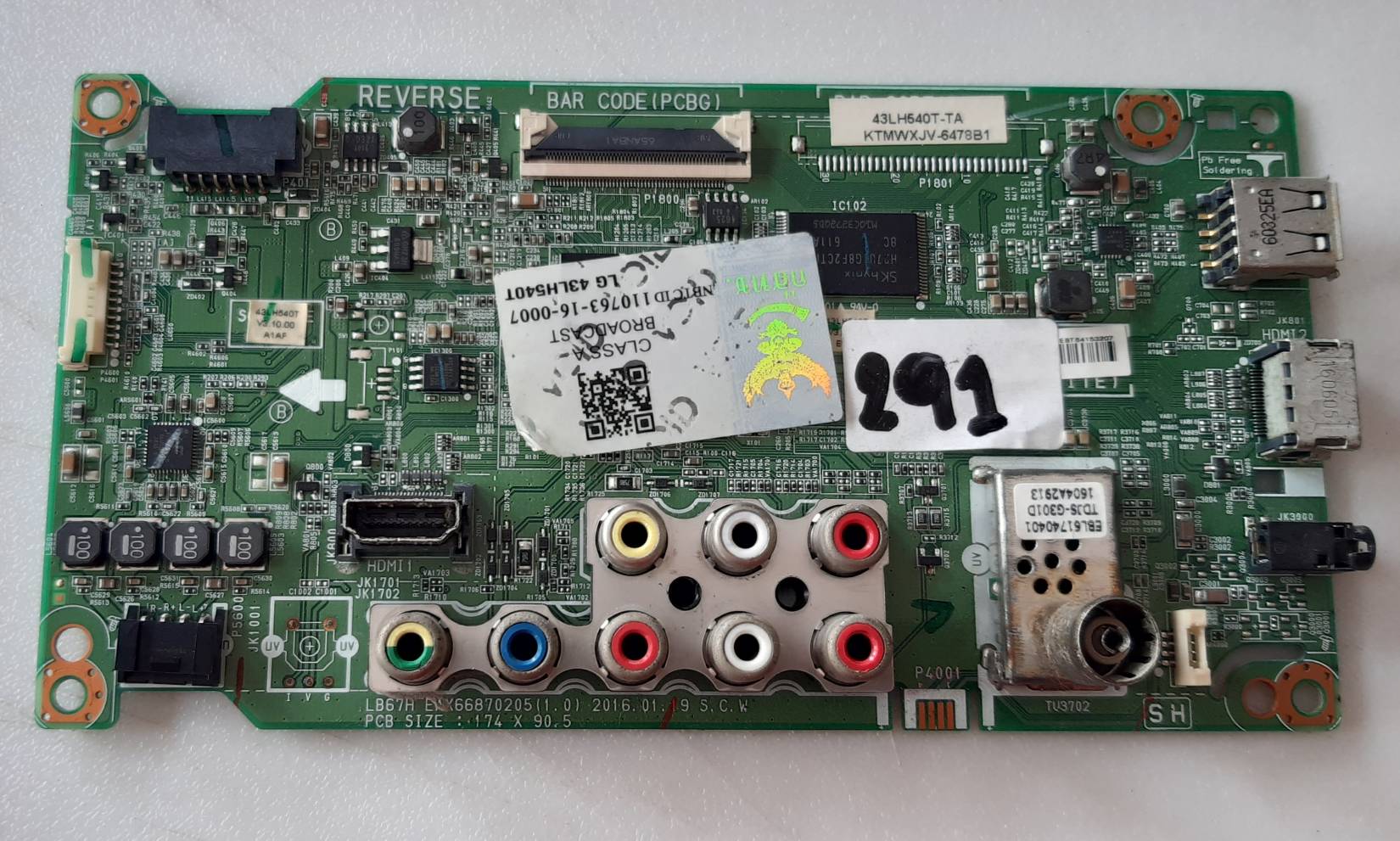 อันที่ 291 LG 43LH540T ซีสเตร็ม EAX66870205 51PIN ดีเทสแล้ว