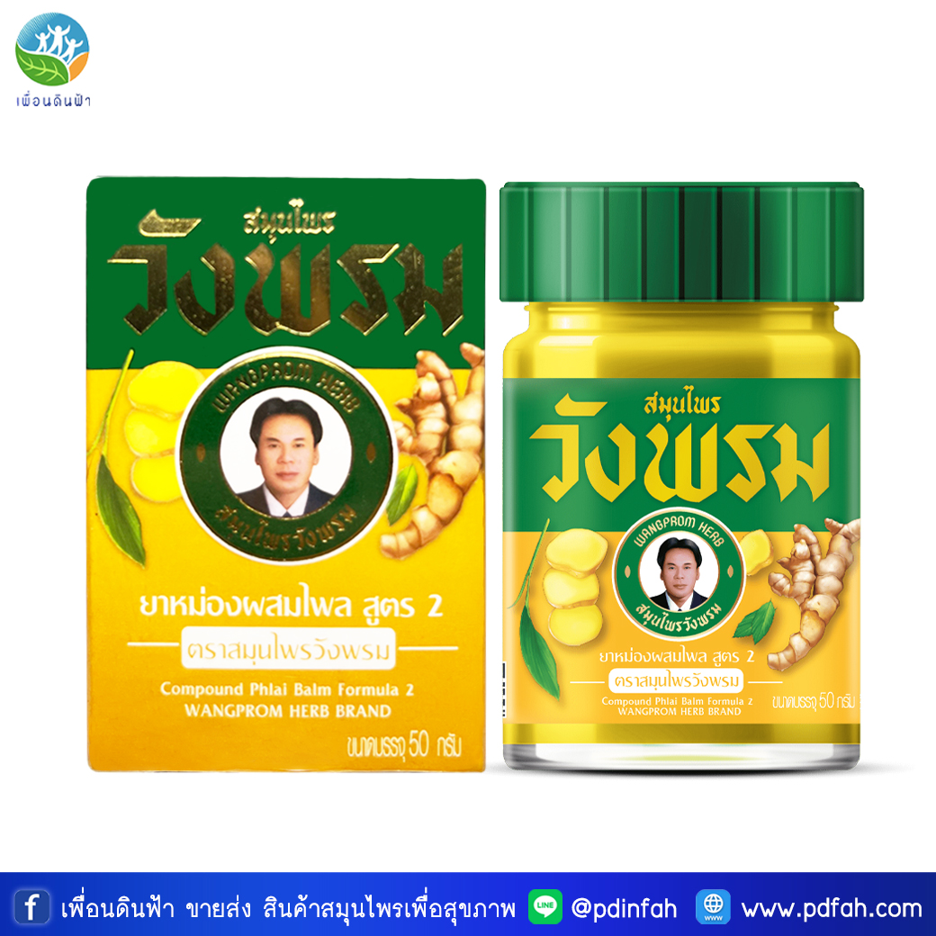 C07 วังพรม ยาหม่องไพล สูตรเย็น 50g. WANGPROM Compound Phlai Balm Formula 2 (ยาหม่องวังพรม)