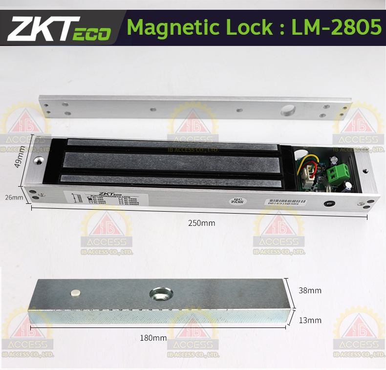 Magnetic Lock 600lbs. ยี่ห้อ ZKTeco รุ่น LM-2805 พร้อม LZ Bracket