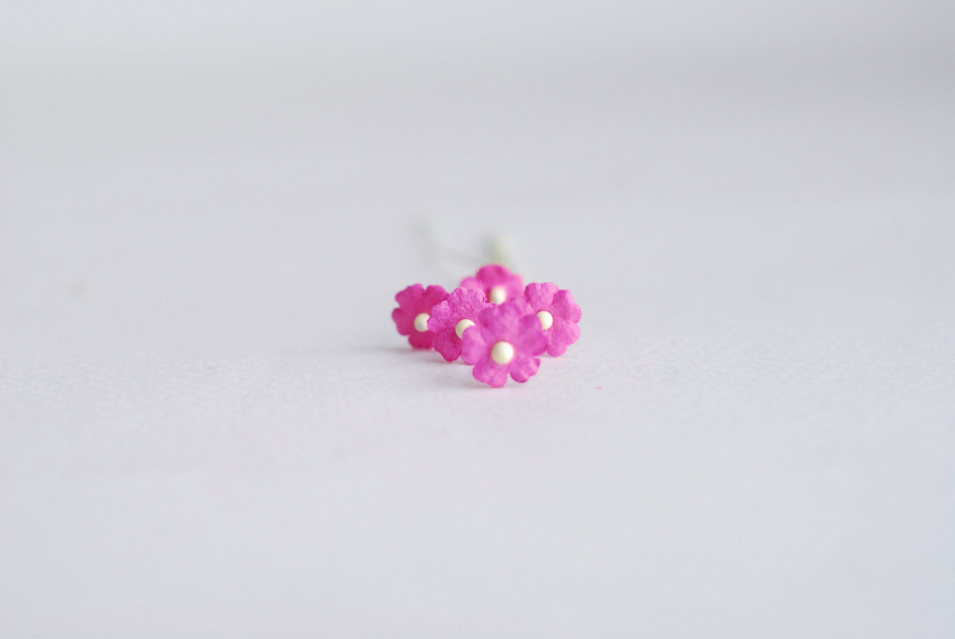 ดอกไม้กระดาษสา ดอกไม้กระดาษสาราคาส่ง ดอกไม้กระดาษสำหรับตกแต่ง งานแต่งงาน หรือติดของชำร่วย ดอกไม้จิ๋ว 100 ดอก ขนาด 0.6 cm. สีชมพูเข้ม Small Paper Flower with stem, , 100 pcs., size 0.6 cm., small creeping ladies flowers 1 layer, hot pink color.