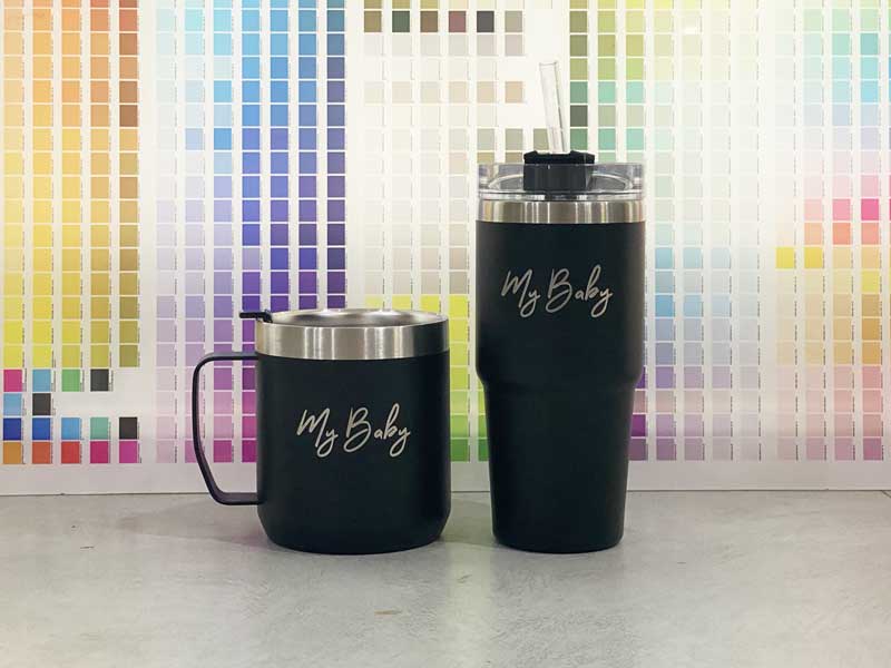 สลักชื่อ สลักข้อความ สลักรูป เลเซอร์ชื่อ เลเซอร์ข้อความ เลเซอร์รูป บนกระบอกน้ำ