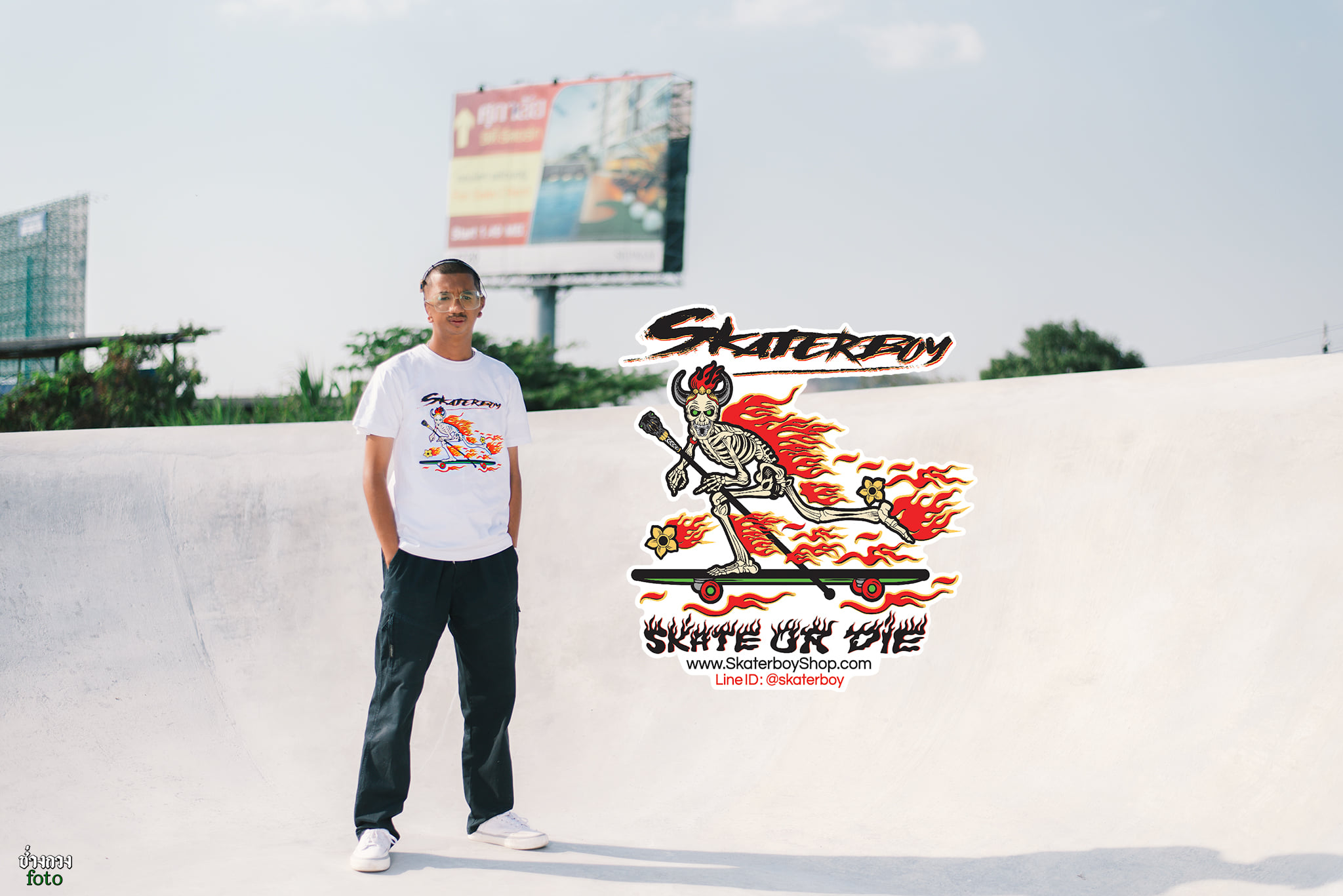 [0101] เสื้อยืดนักสเก็ตผ้า Cotton100 ใส่สบายไร้ตะเข็บข้าง