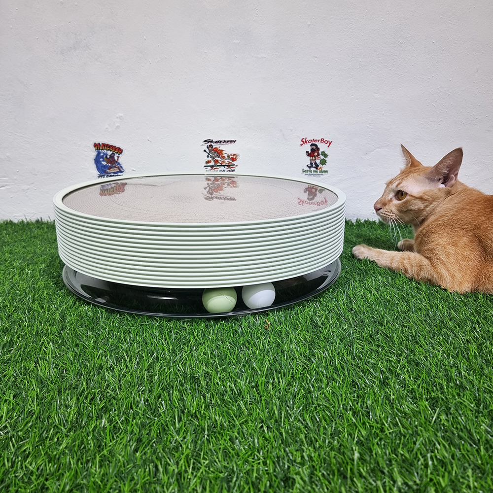 [1100] ของเล่นแมว บอลกระดิ่งด้านล่าง กระดาดลังลับเล็บด้านบน แก้ปัญหาแมวทำลายบ้าน