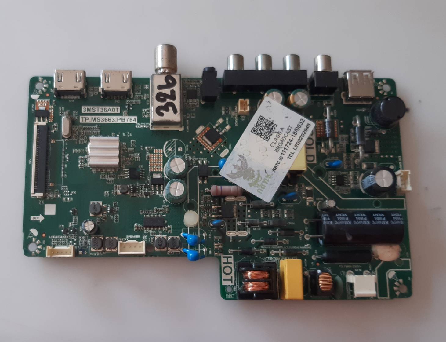 อันที่ 326 TCL 32D2940 ซีสเตร็ม 3MST36A0T TP.MS3663.PB784 ดีเทสแล้ว