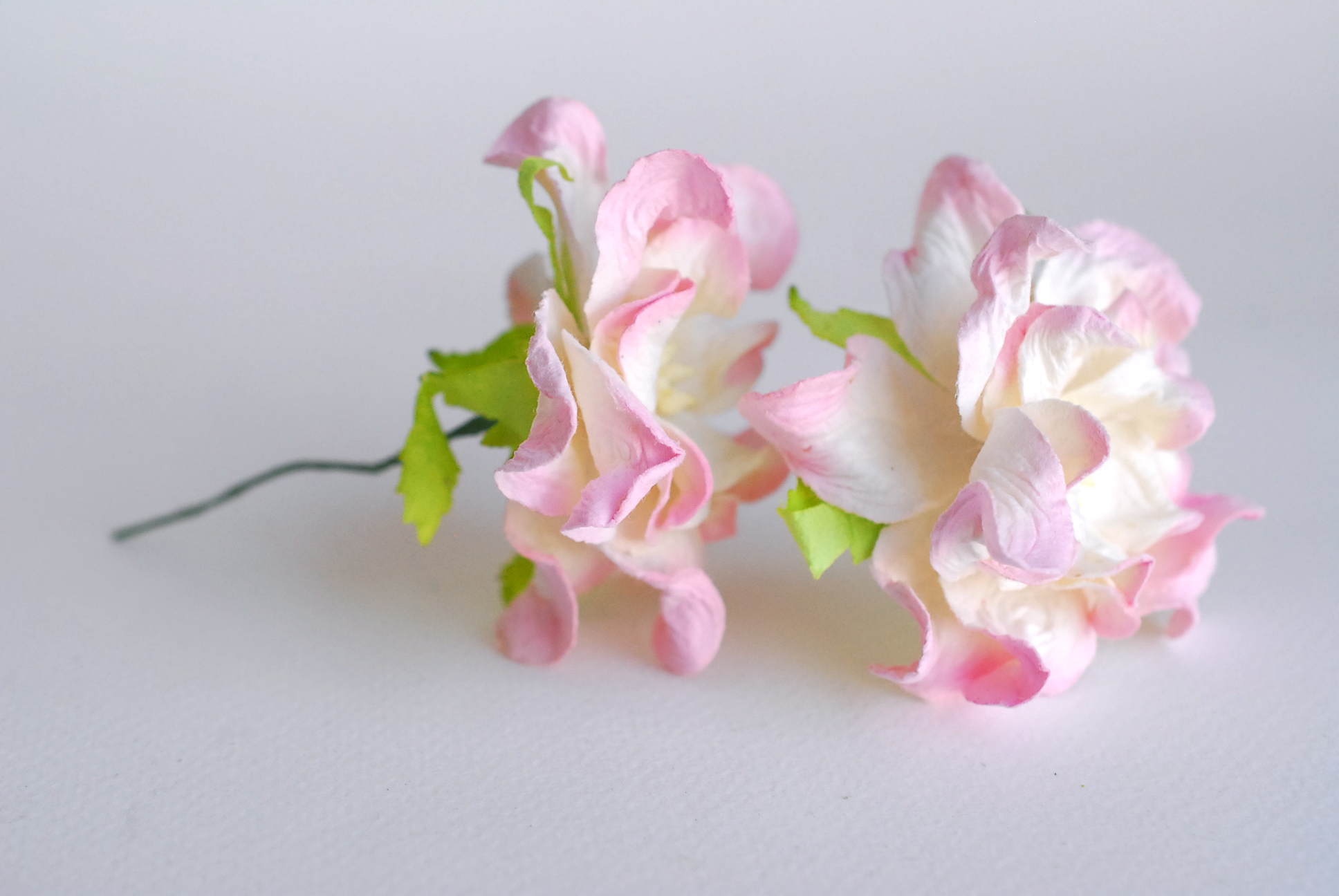 ดอกไม้กระดาษสา ราคาส่ง, ดอกการเดนเนียกระดาษสา ดอกไม้ประดิษฐ์ ตกแต่งงานแต่งงาน ประดิษฐ์ข้อมือเพื่อนเจ้าสาว ขนา่ด 5.5 cm., สำหรับของชำร่วย, งานแต่งงาน, ดอกไม้ทำข้อมือเจ้าสาว สีชมพูอ่อนปัดขาว จำนวน 25 ดอก Paper flower,25 Pieces mulberry gardenia flowers supp