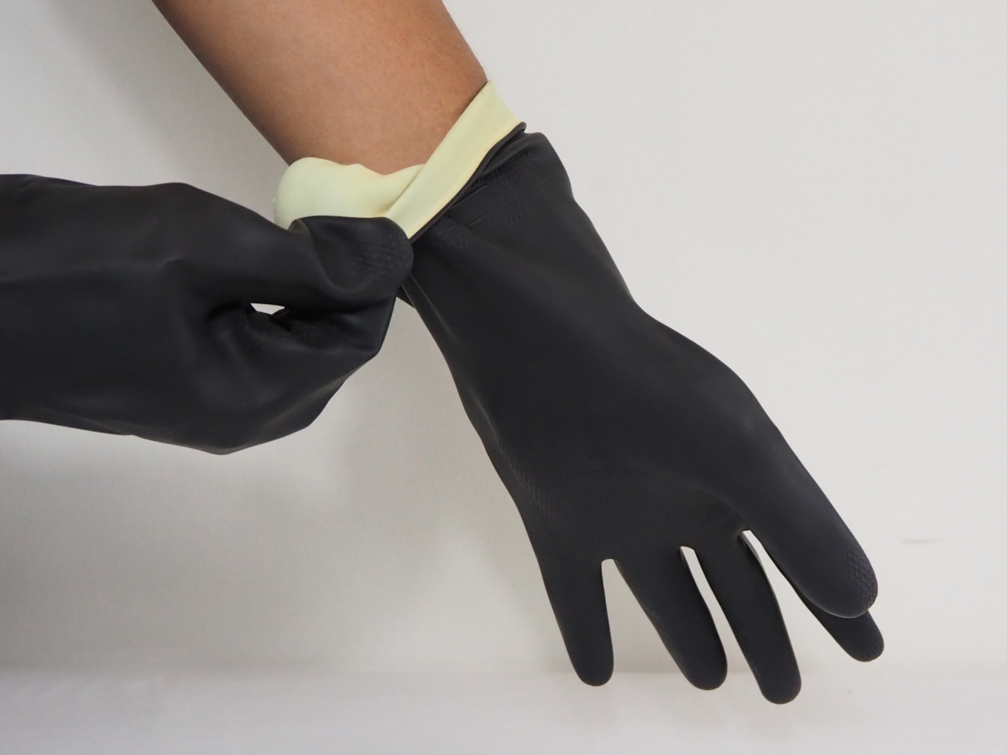 [ยกโหล 12 คู่] HHG04 ถุงมือแม่บ้าน ยาว 12 นิ้ว บรรจุ ฝ่ามือหยาบแบบรังผึ้ง มีซับใน