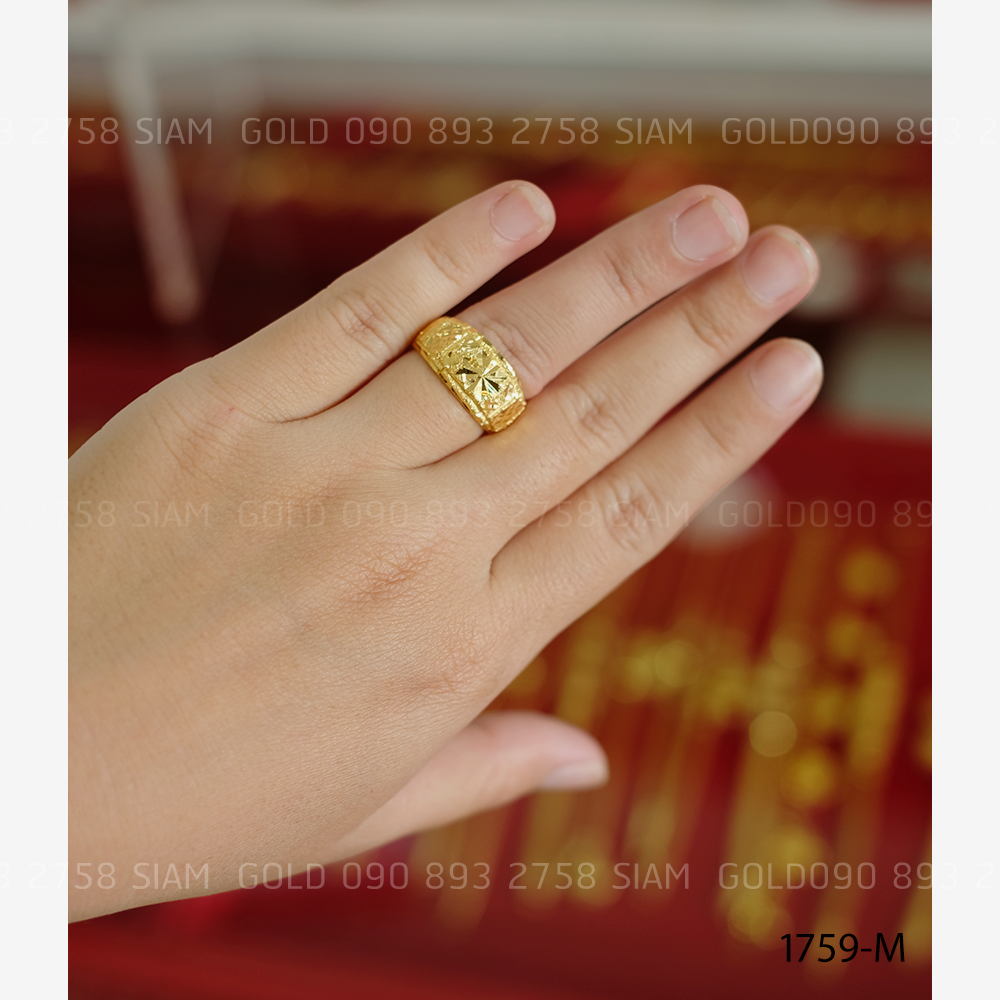 (M) แหวนทองตัดจิกเหลี่ยม