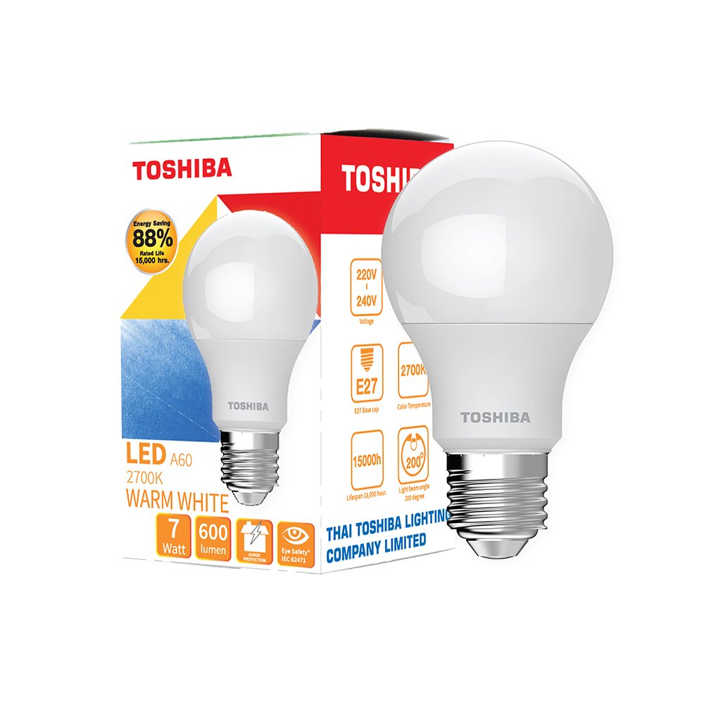 LED BULB TOSHIBA A60 7W WARMWHITE E27