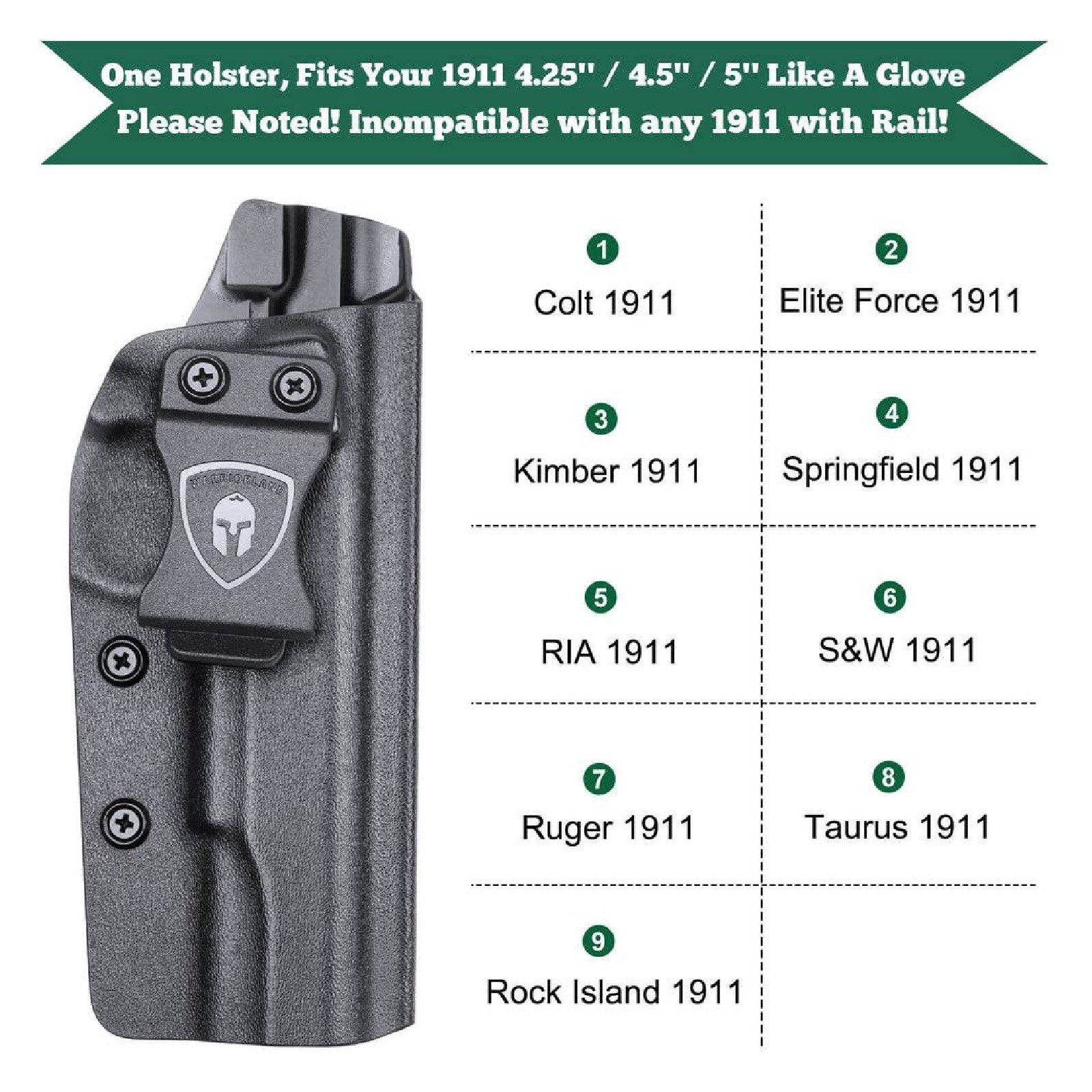 ซองปืนพกใน Kydex 1911 ( Warriorland ) (Serie B) (K0500)