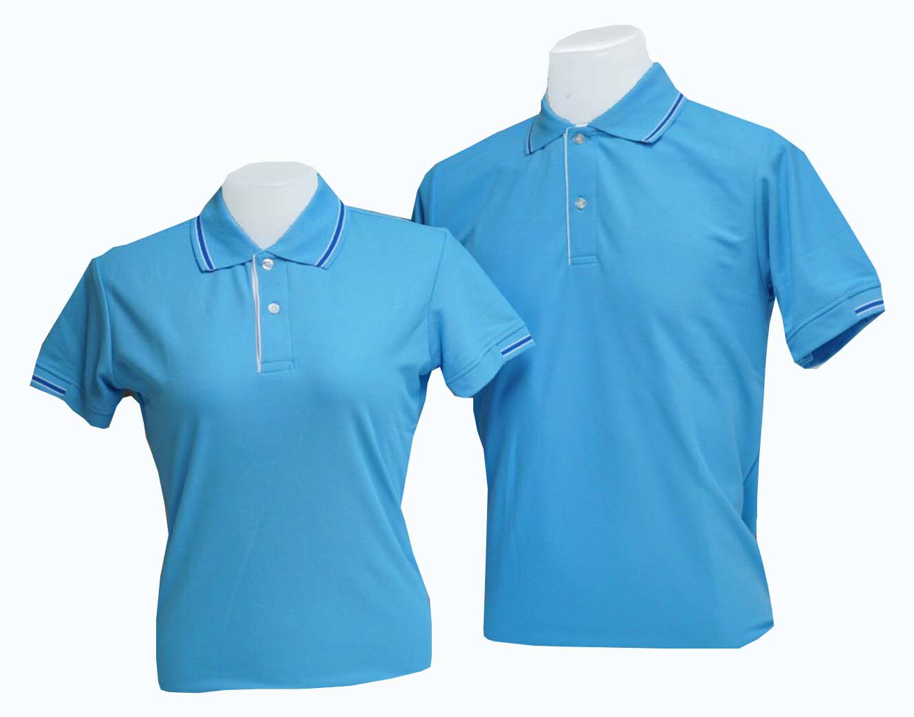 เสื้อโปโล สีฟ้า ปก แขน ทอลาย สีน้ำเงิน สีฟ้าอ่อน