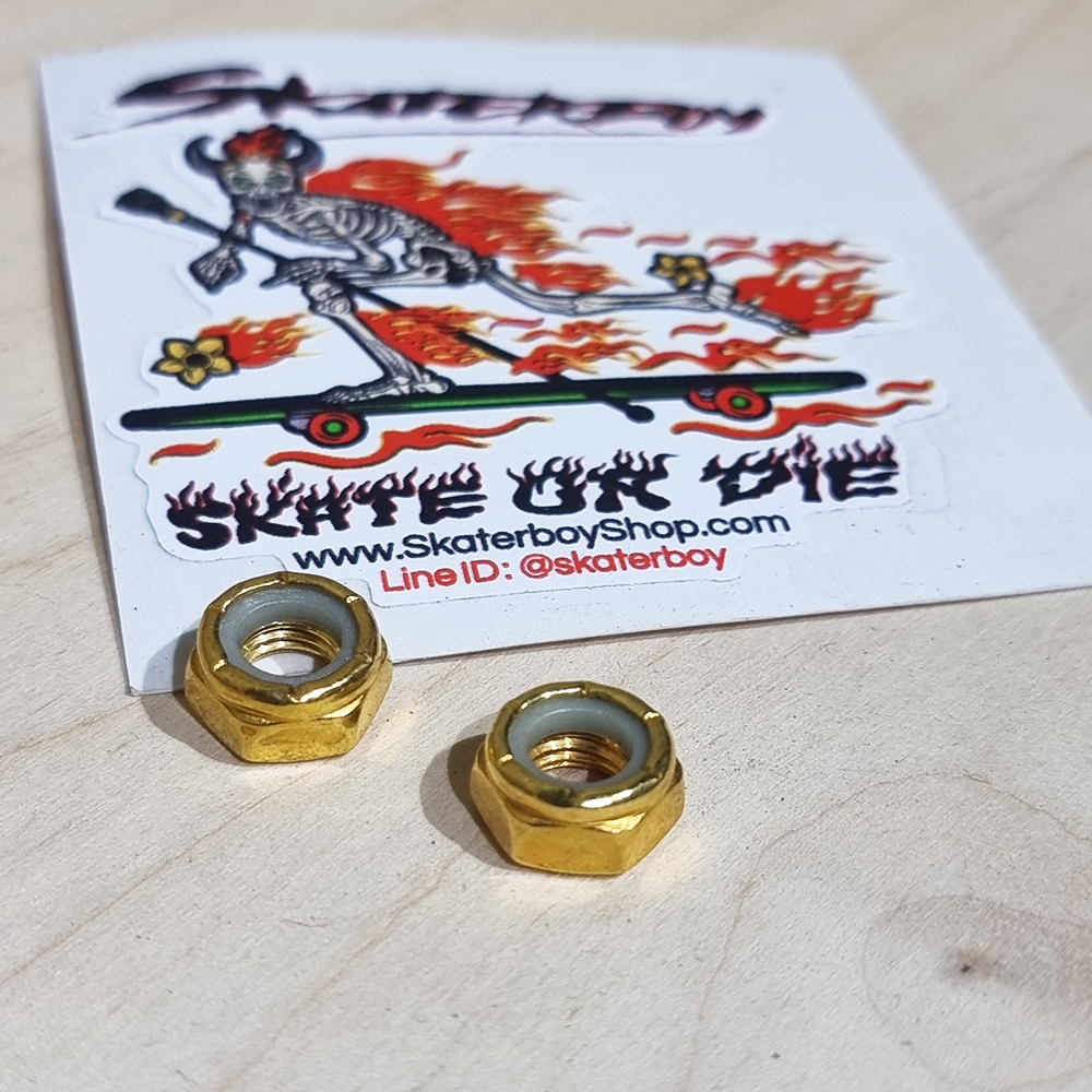 [0318] น็อตยึดล้อสเก็ตบอร์ดติดทรัค ตัวเมียแต่ง ชุบสีโลหะเงา 5สี E-Coating nut carbon steel