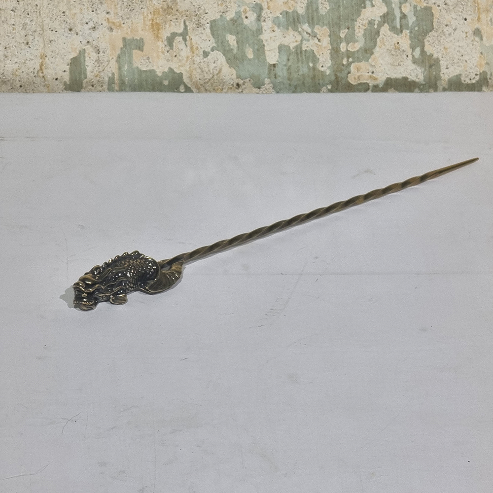 [1007] ไม้แยงทองเหลือง 12cm ลาย Vintage เข็มเกลียว cigar pass accessories smoking set