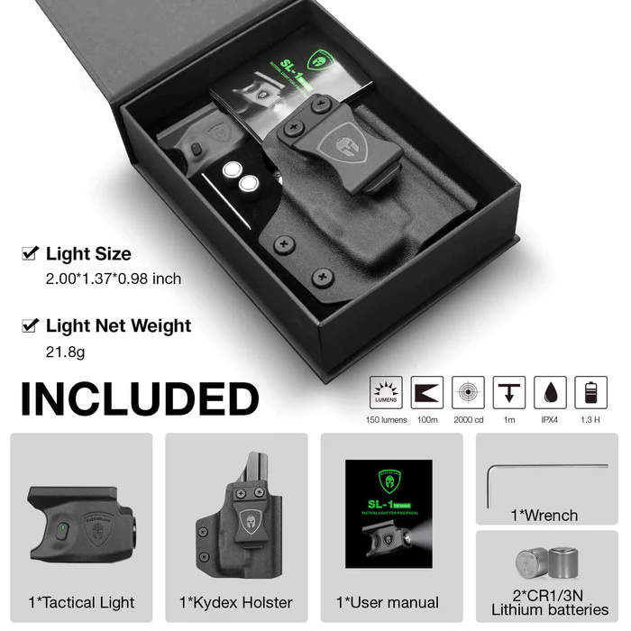 ไฟฉาย Warriorland SL-1 + ซองพกใน Kydex G43/G43X ( เฉพาะรุ่นที่ไม่มีราง ) (K2460)