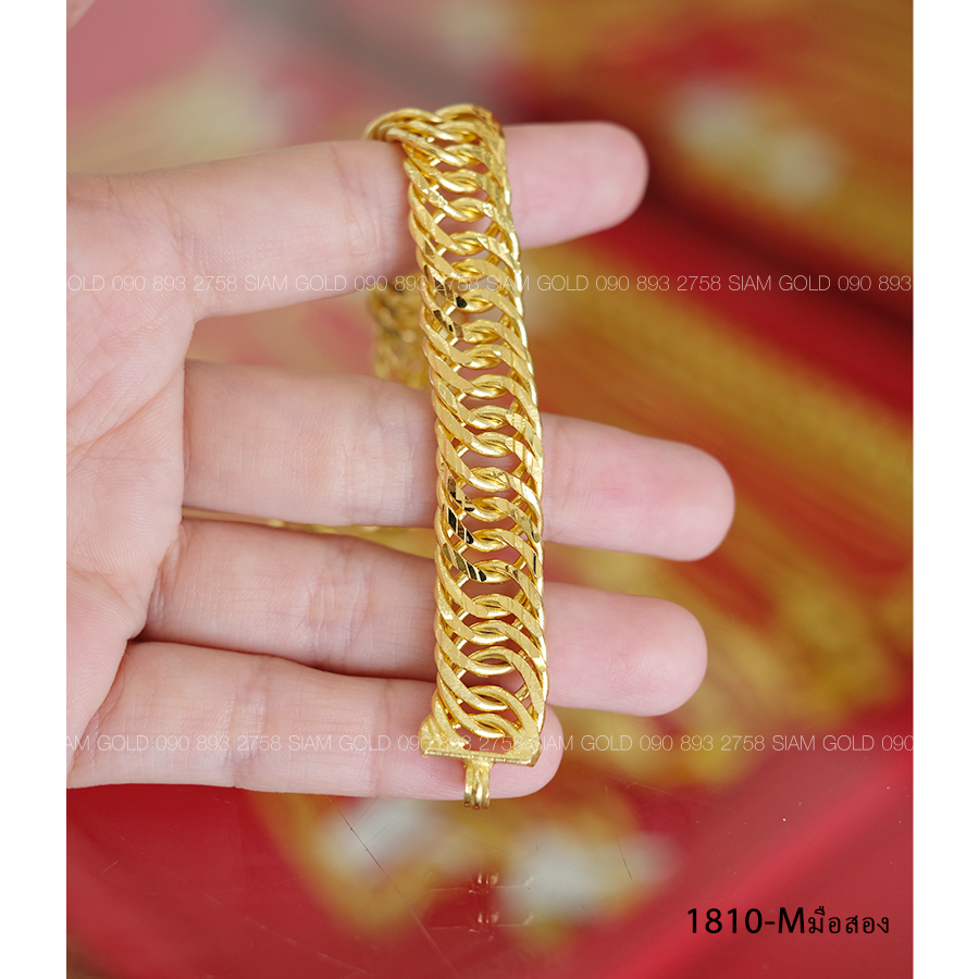 (M-มือสอง) สร้อยข้อมือ เลสก้างปลาตัดลายเกลี้ยง 3 บาท