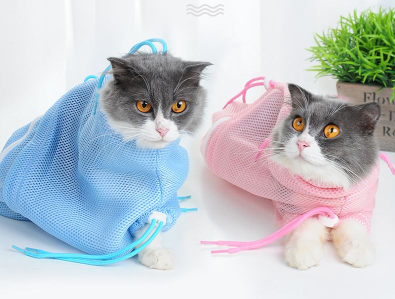 [1100] ถุง อาบน้ำ ตัดเล็บ เช็ดหน้า ตา หู แมวดื้อ